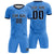 Custom Powder Blue Black Men Uniform Soccer Sets Jersey