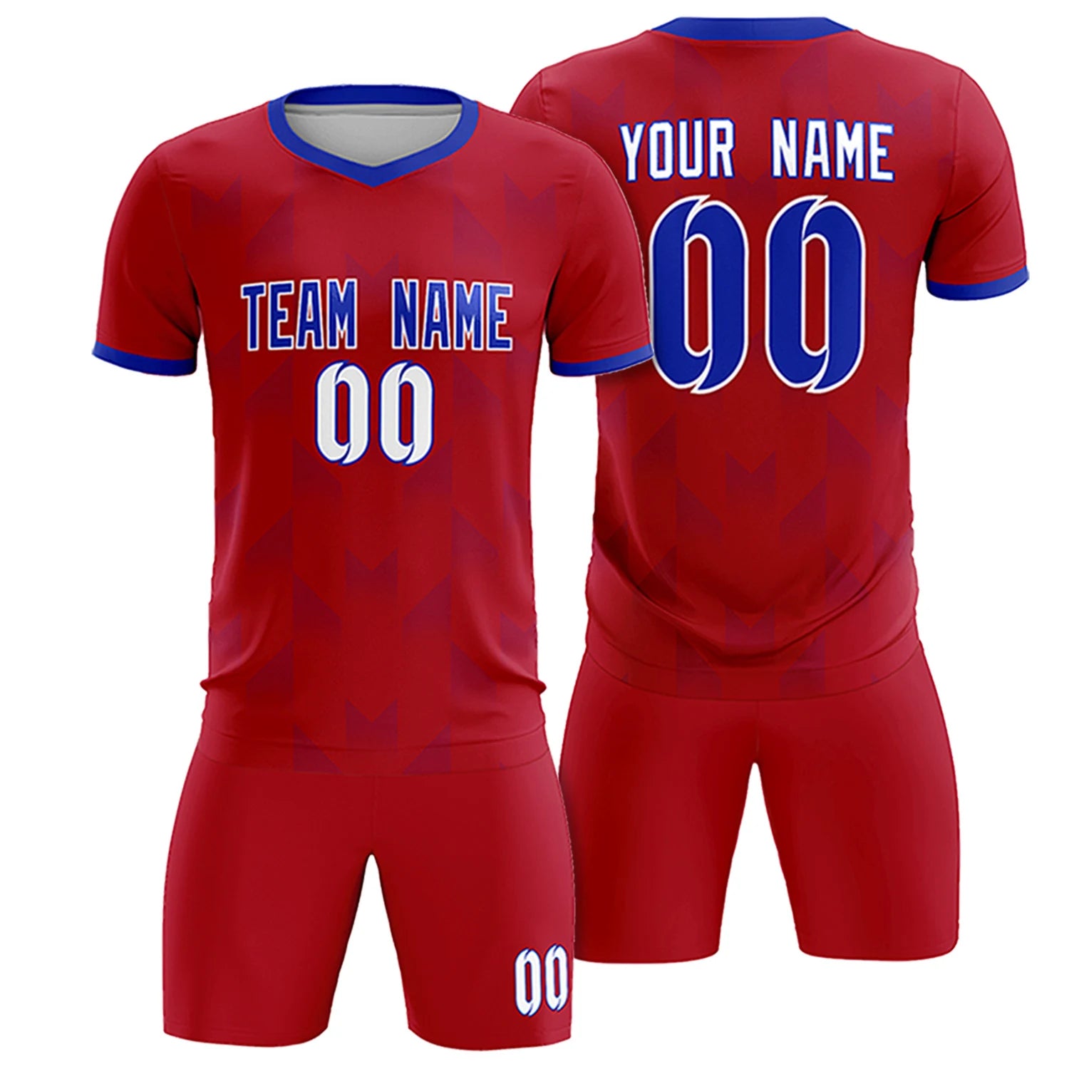 Custom Red Royal Blue Men Uniform Soccer Sets Jersey