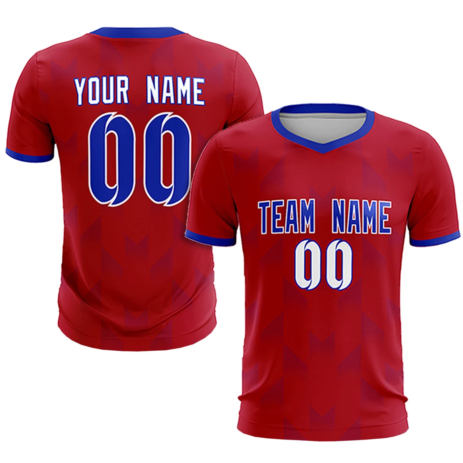 Custom Red Royal Blue Men Uniform Soccer Sets Jersey