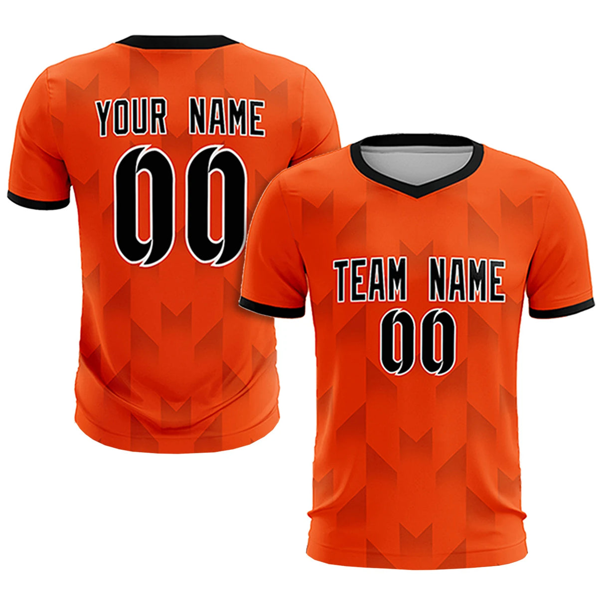 Custom Orange Black Men Uniform Soccer Sets Jersey