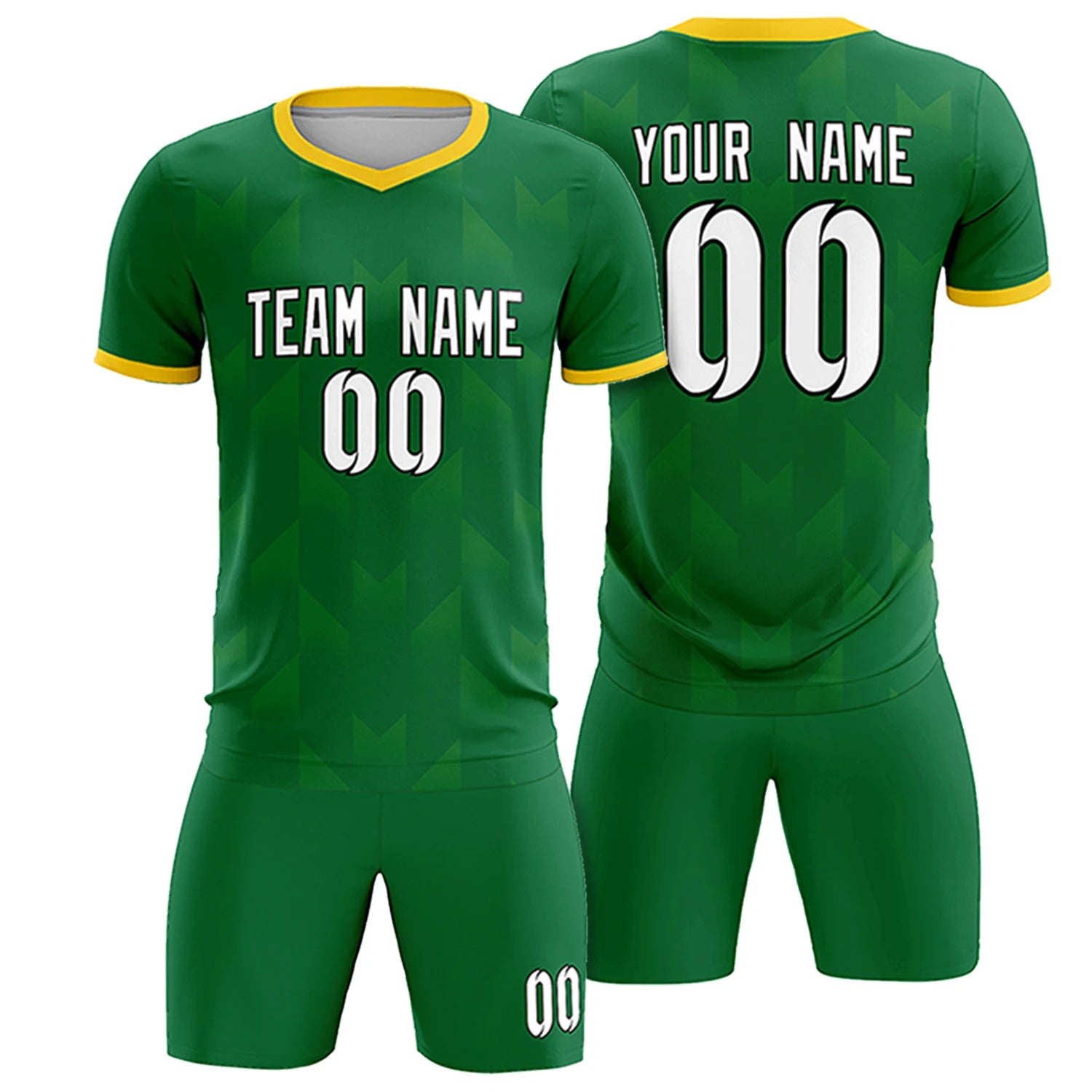 Custom Kelly Green Gold01 Men Uniform Soccer Sets Jersey