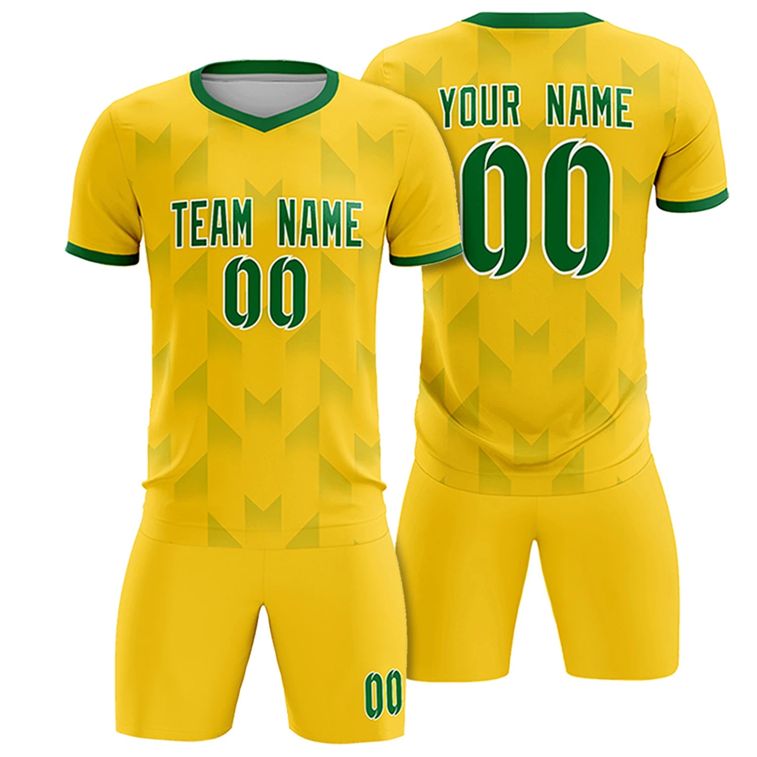 Custom Gold01 Kelly Green Men Uniform Soccer Sets Jersey