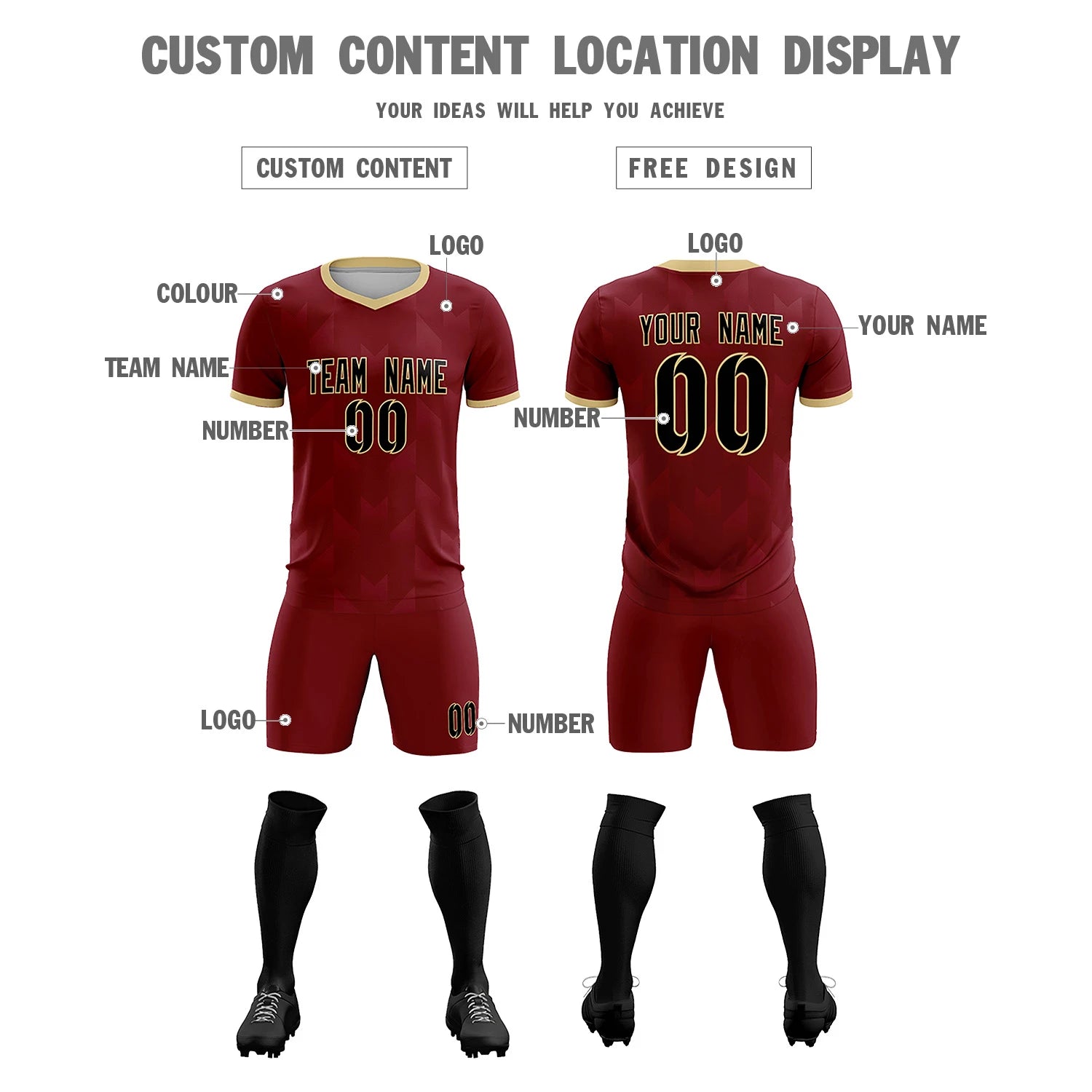 Custom Crimson Khaki Men Uniform Soccer Sets Jersey