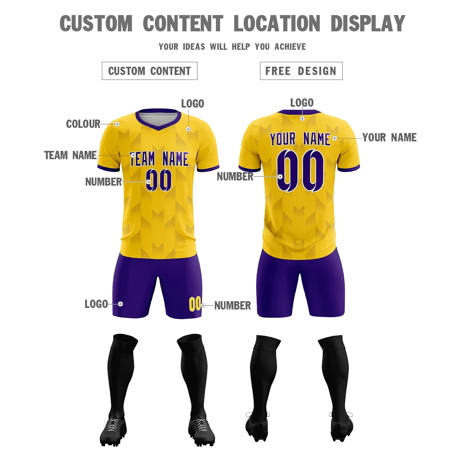 Custom Gold01 Purple Men Uniform Soccer Sets Jersey