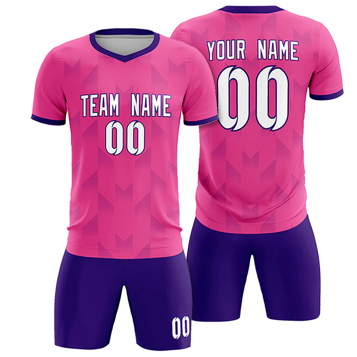 Custom Pink Purple Men Uniform Soccer Sets Jersey