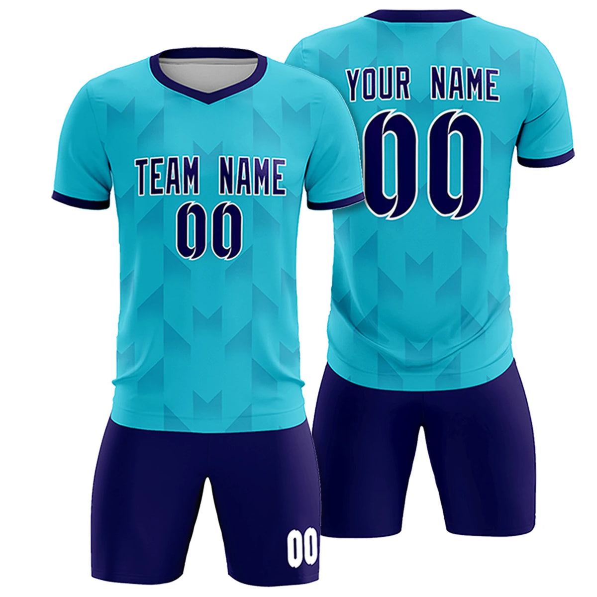 Custom Sky Blue Purple Men Uniform Soccer Sets Jersey