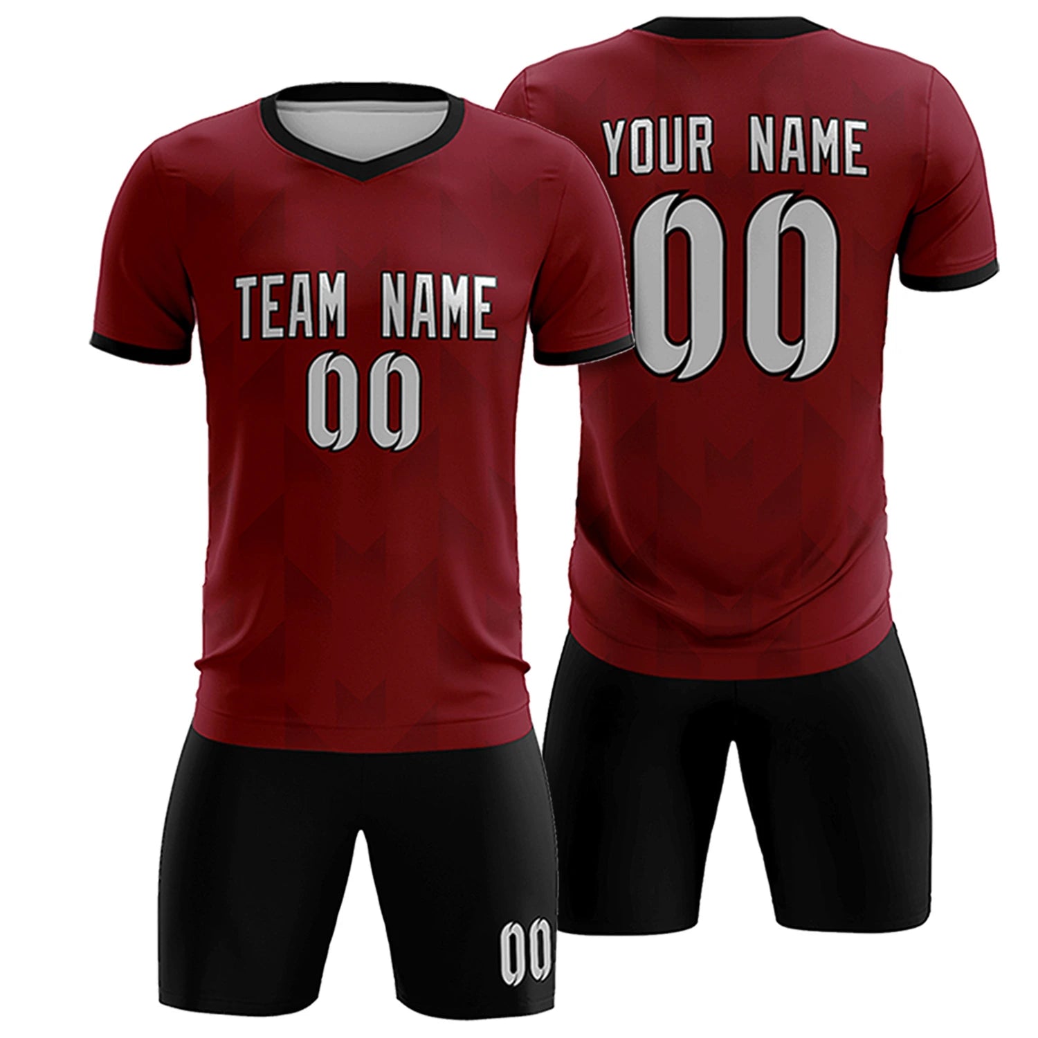 Custom Crimson Black Men Uniform Soccer Sets Jersey