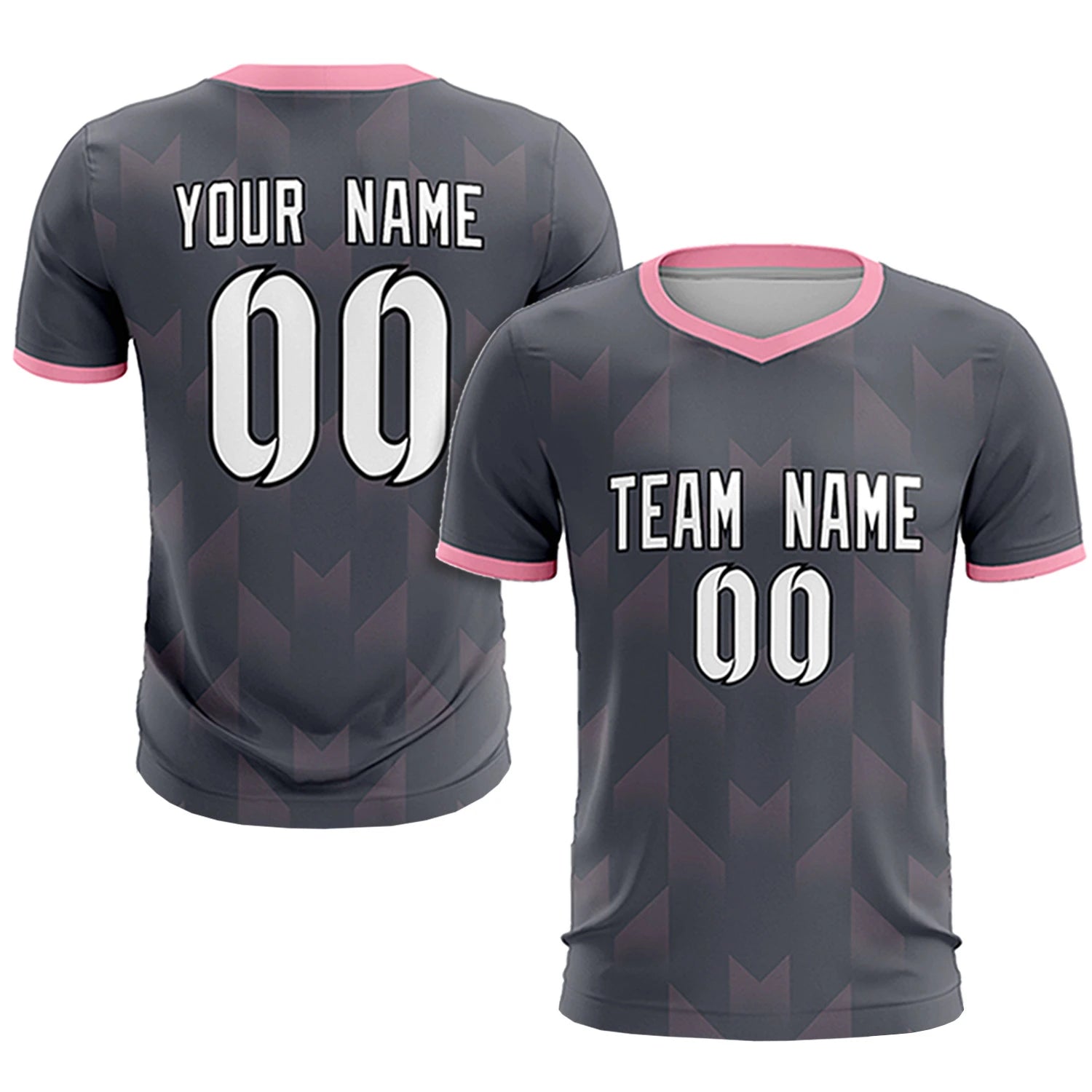 Custom Gray Light Pink Men Uniform Soccer Sets Jersey