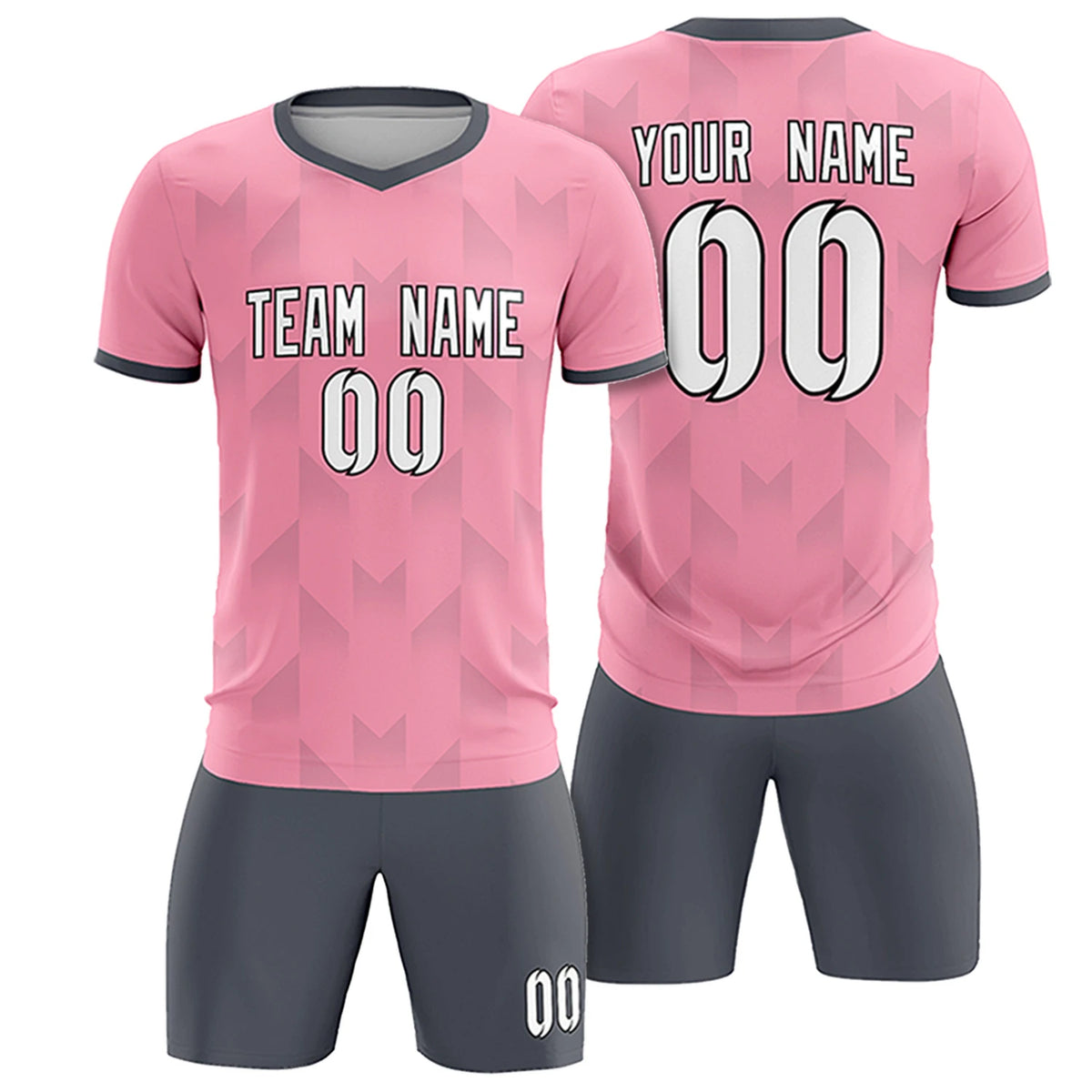 Custom Light Pink Gray Men Uniform Soccer Sets Jersey
