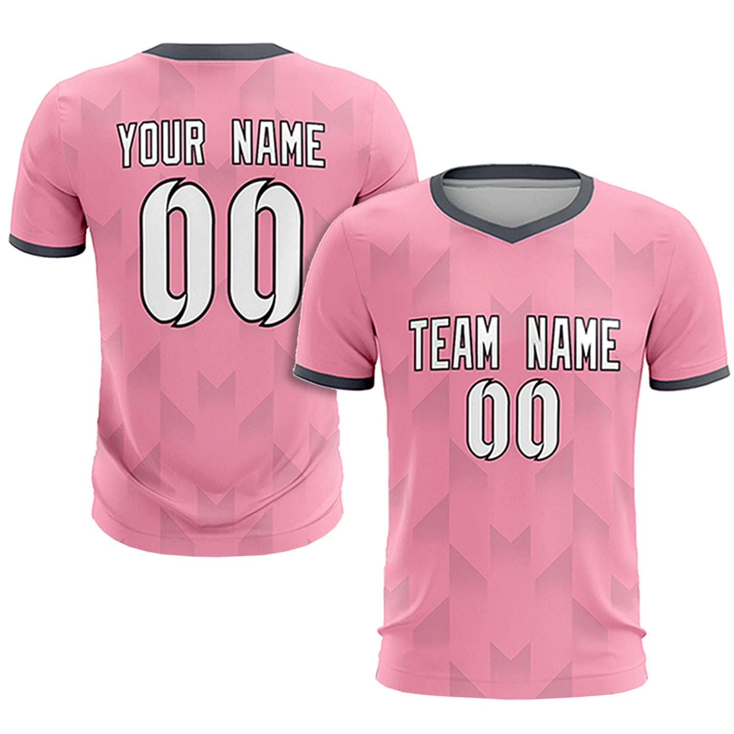 Custom Light Pink Gray Men Uniform Soccer Sets Jersey