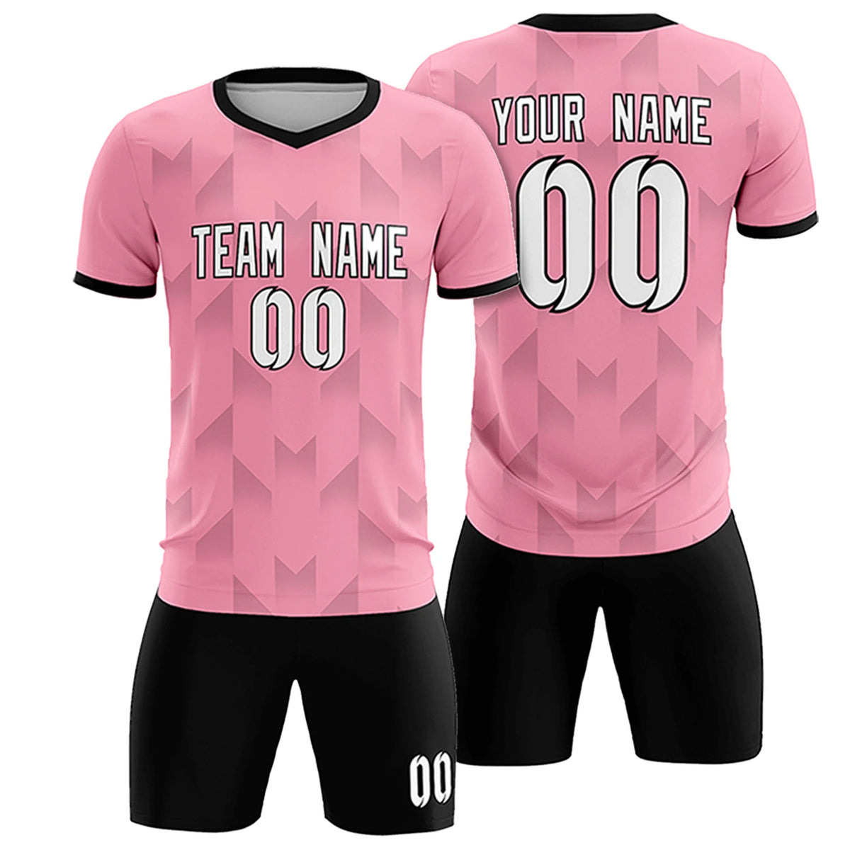 Custom Light Pink Black Men Uniform Soccer Sets Jersey
