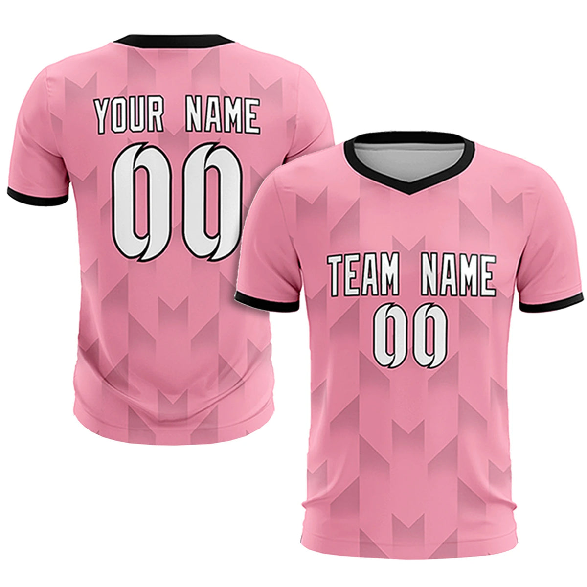 Custom Light Pink Black Men Uniform Soccer Sets Jersey