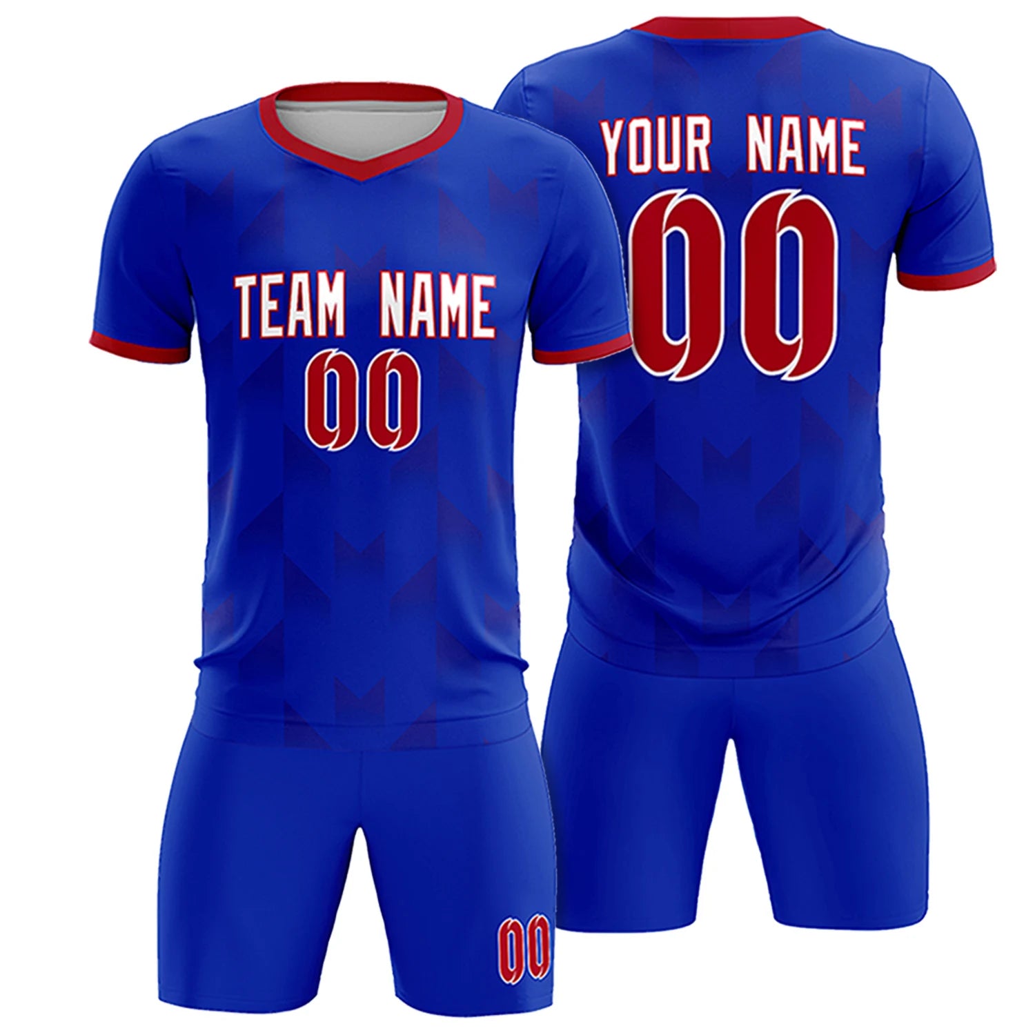 Custom Royal Blue Red Men Uniform Soccer Sets Jersey