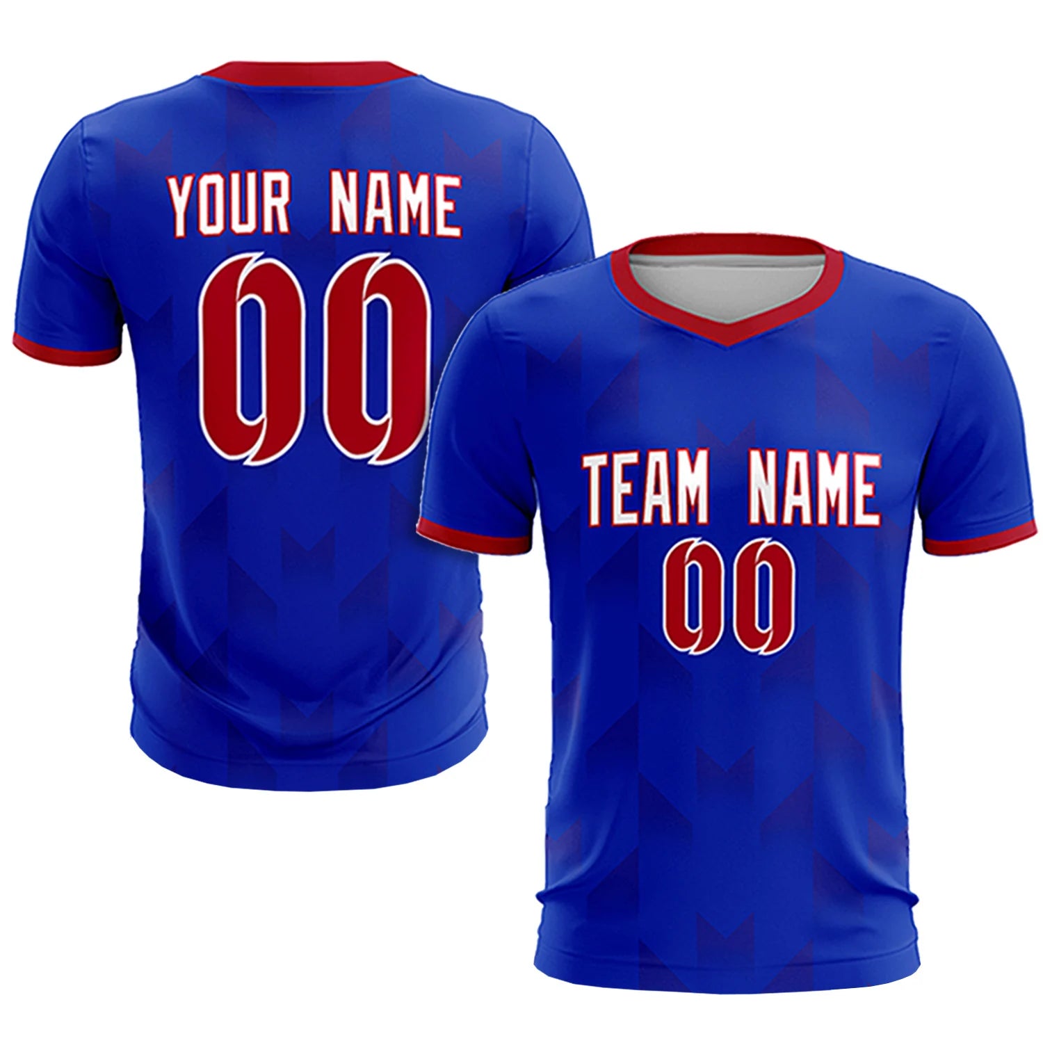 Custom Royal Blue Red Men Uniform Soccer Sets Jersey