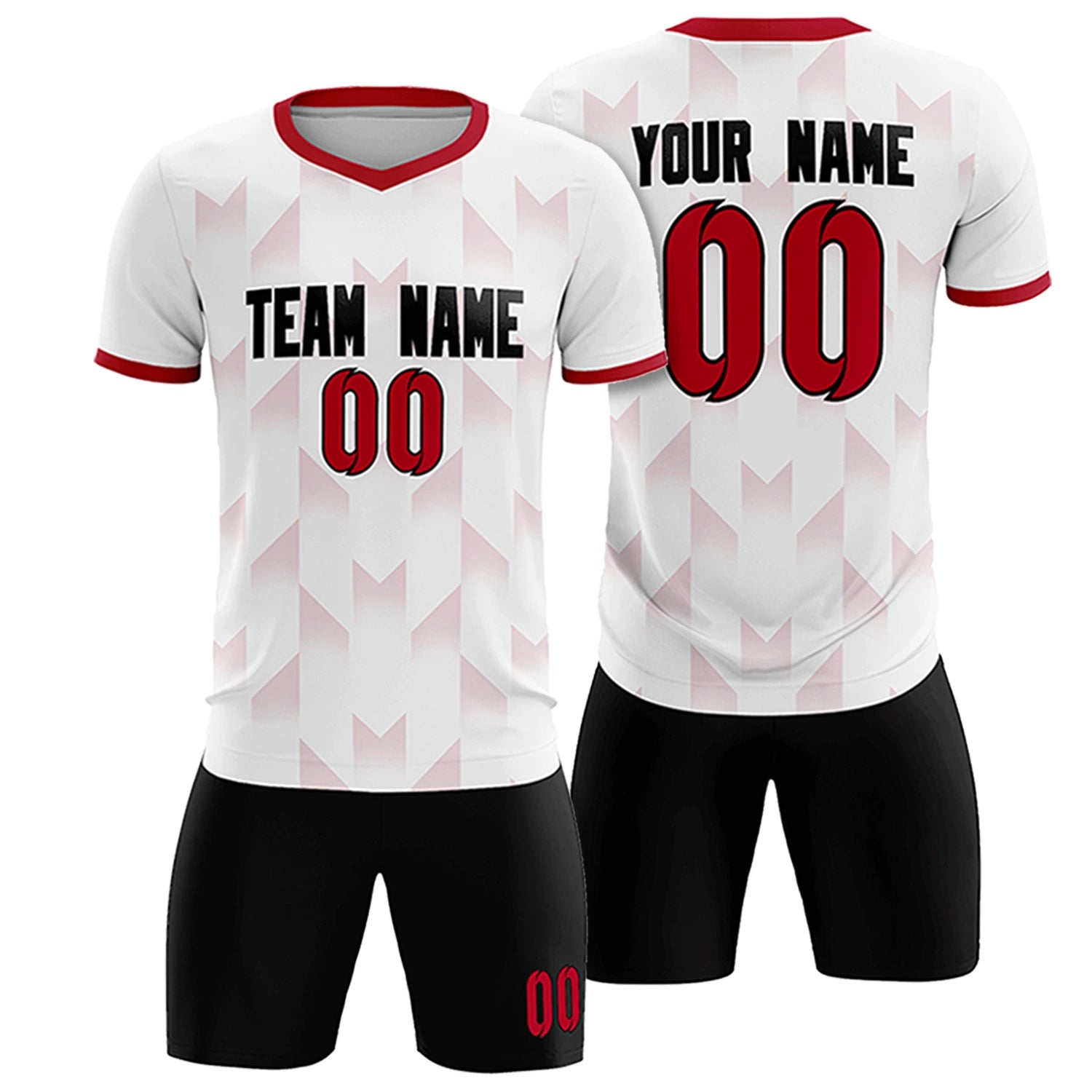 Custom White Red Men Uniform Soccer Sets Jersey
