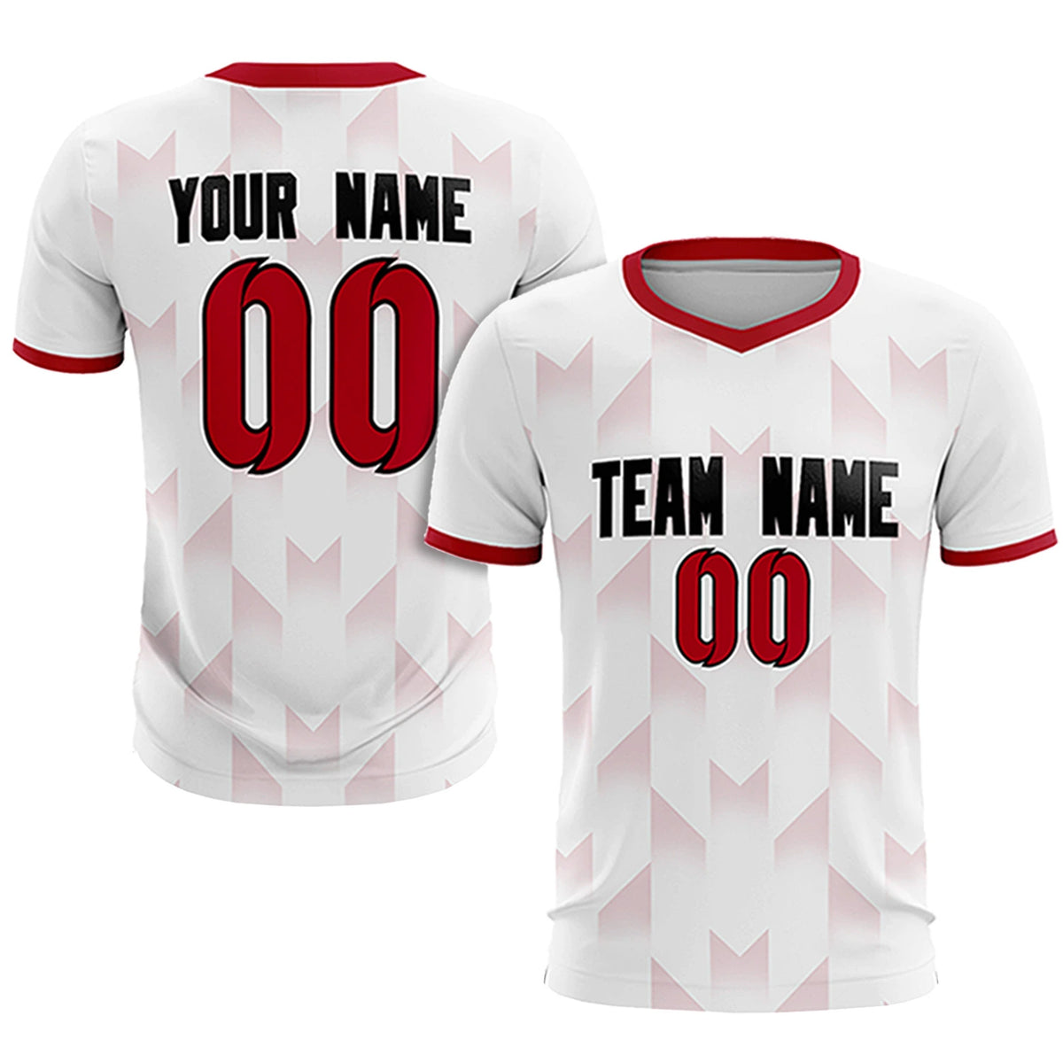 Custom White Red Men Uniform Soccer Sets Jersey