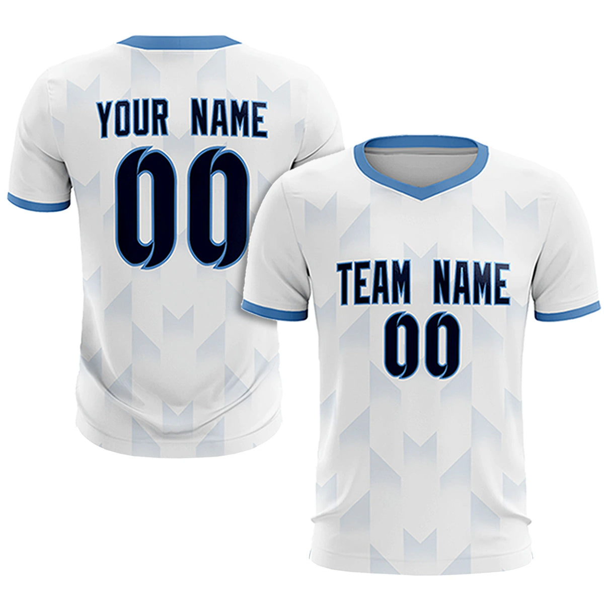 Custom White Light Blue Men Uniform Soccer Sets Jersey