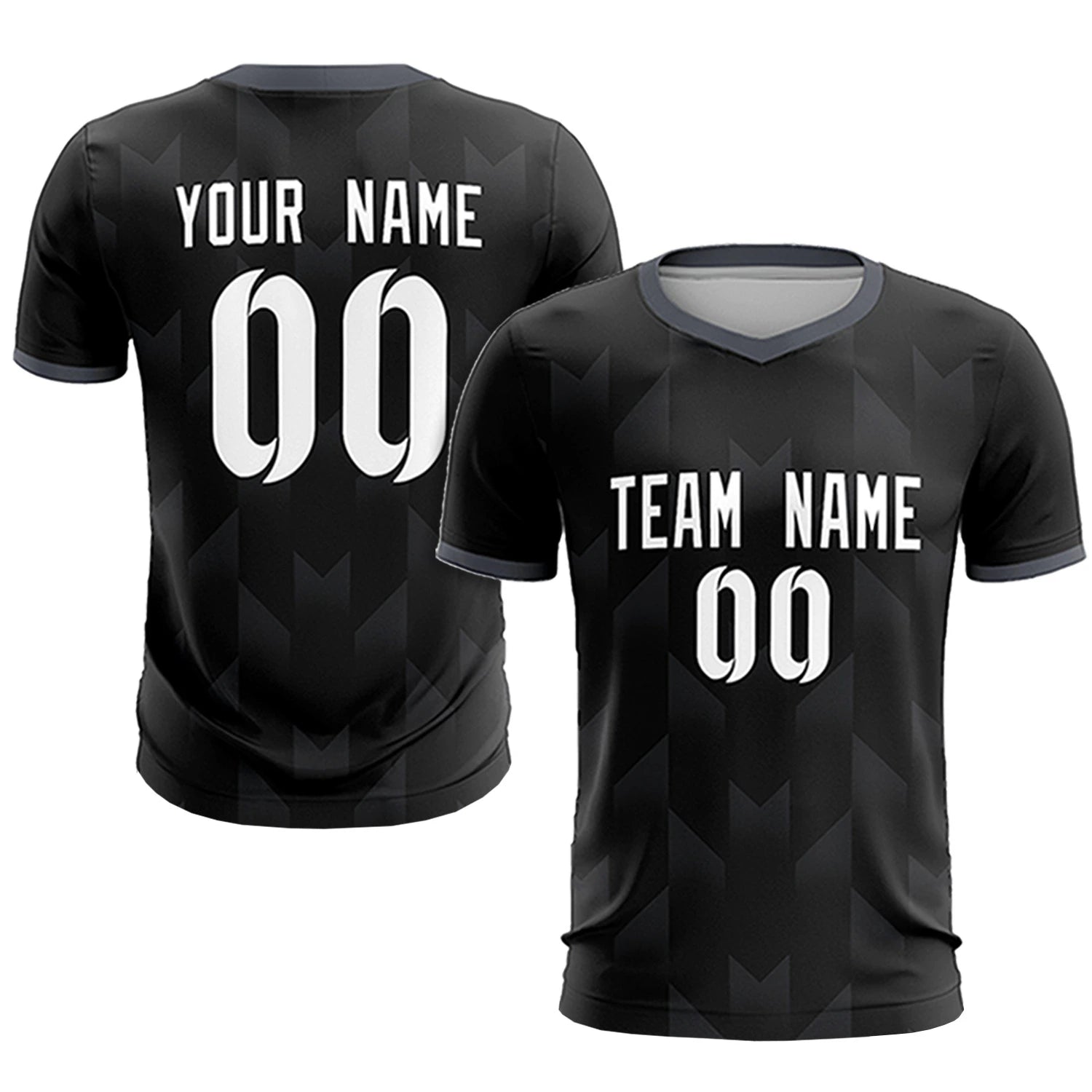 Custom Black Gray Men Uniform Soccer Sets Jersey