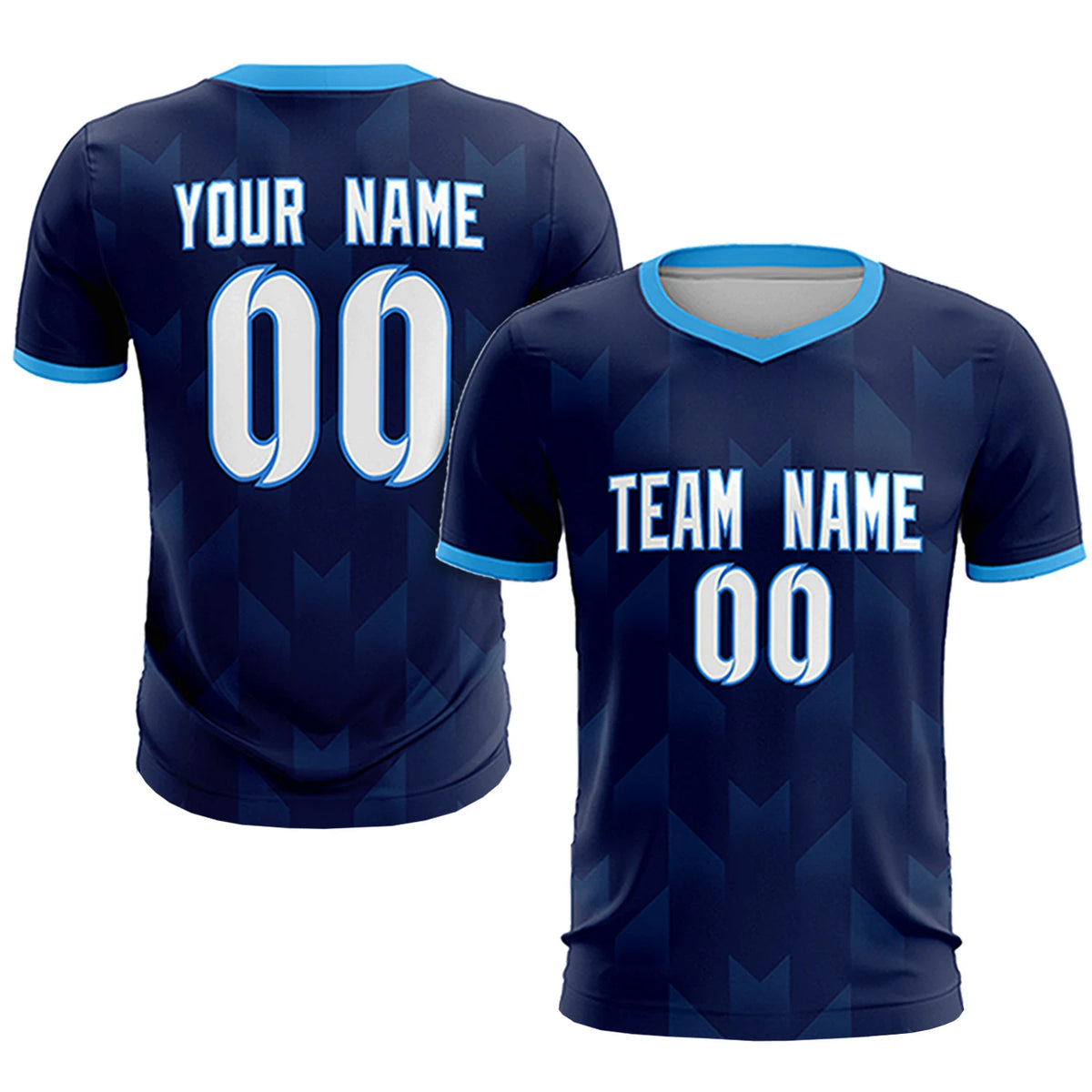 Custom Navy Powder Blue Men Uniform Soccer Sets Jersey