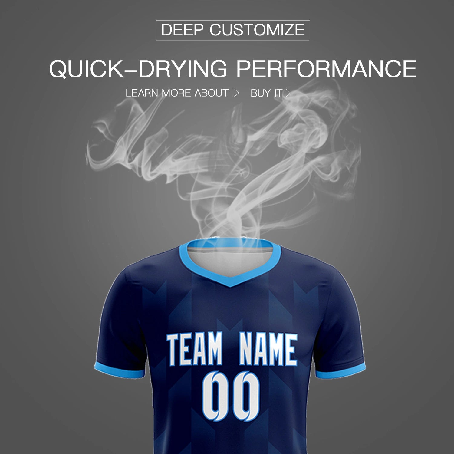 Custom Navy Powder Blue Men Uniform Soccer Sets Jersey