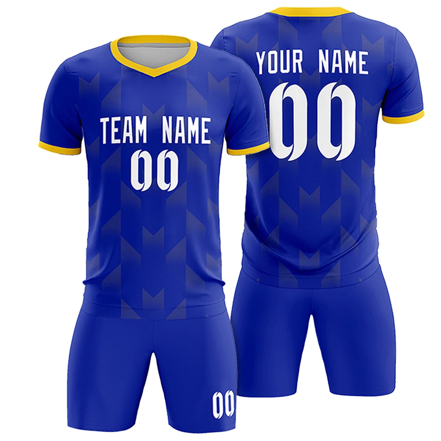 Custom Royal Blue Gold01 Men Uniform Soccer Sets Jersey