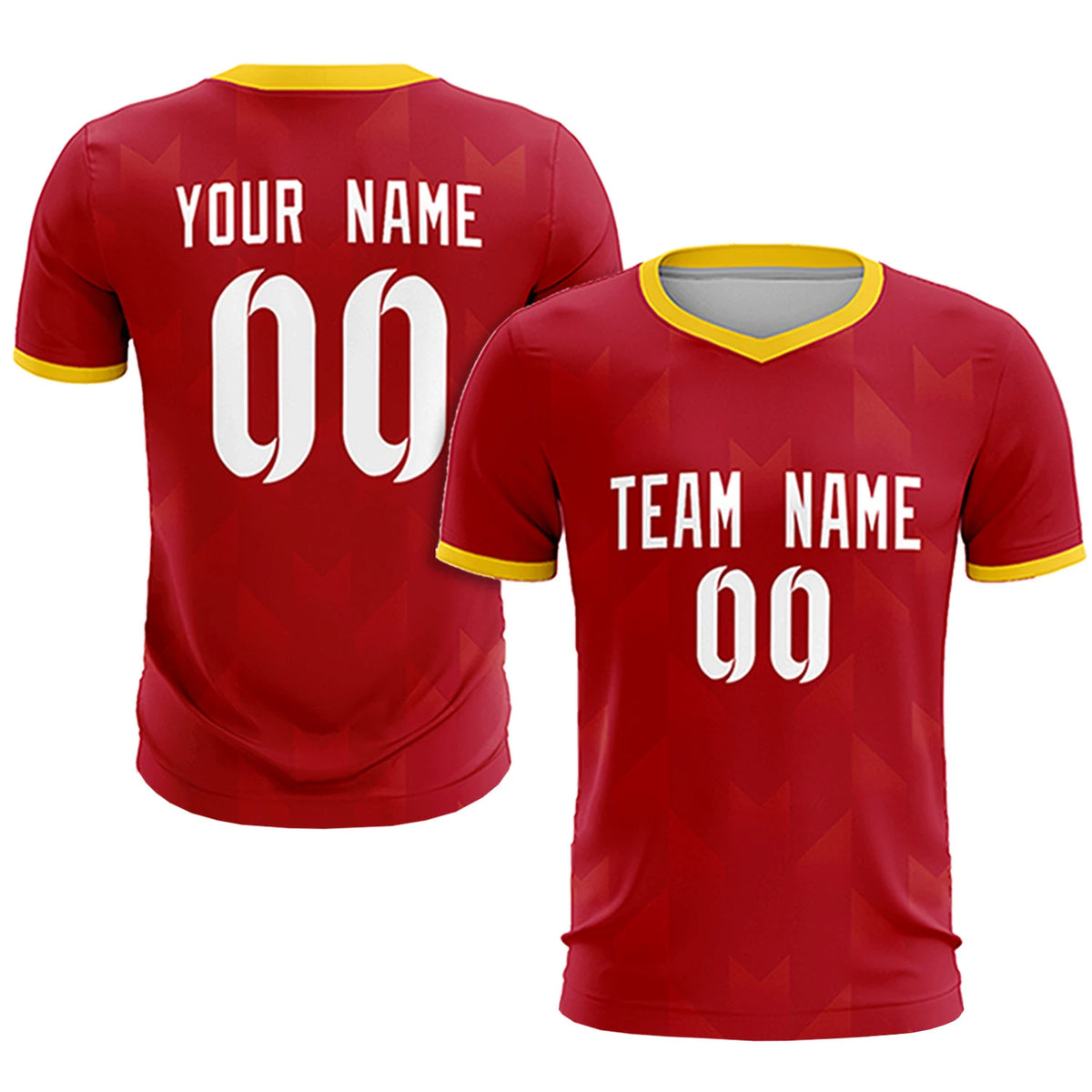 Custom Red Gold01 Men Uniform Soccer Sets Jersey