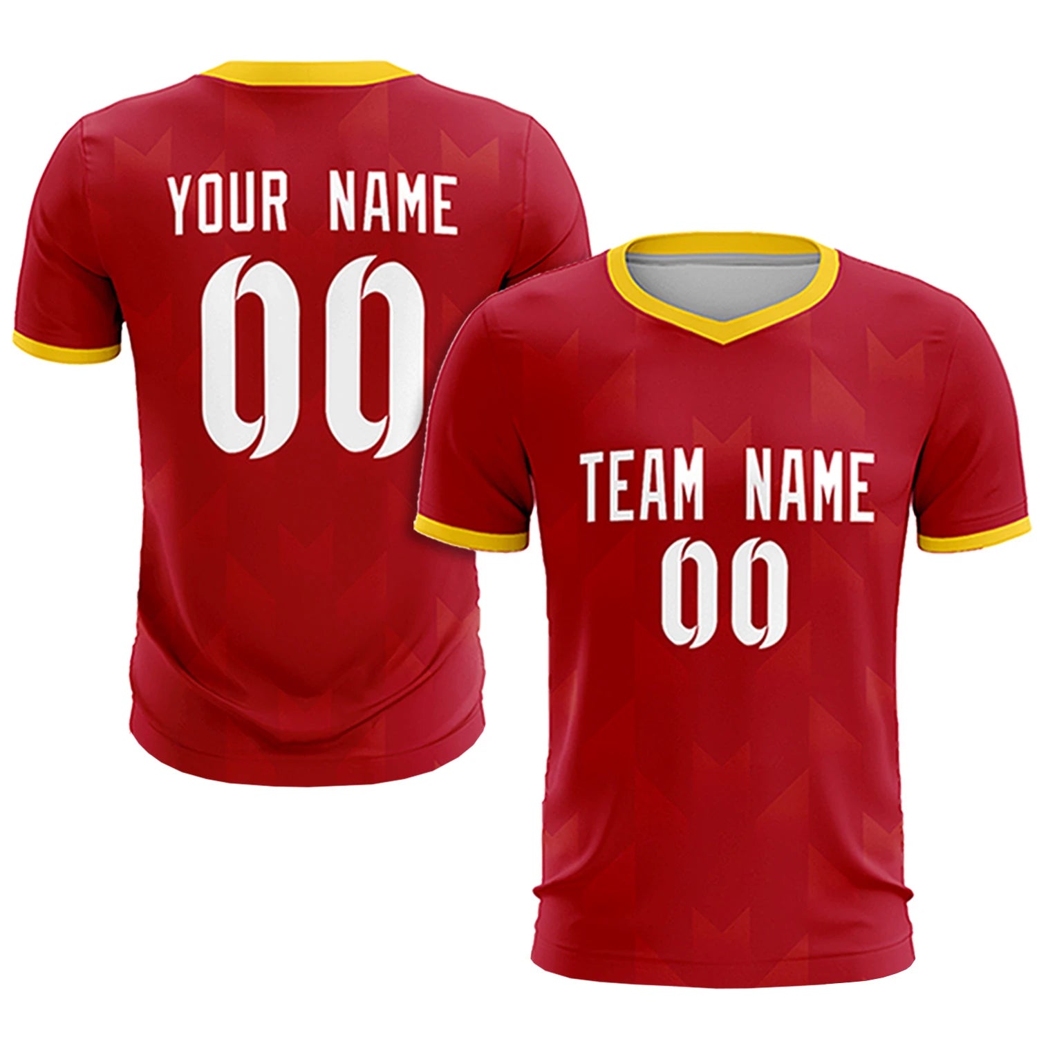 Custom Red Gold01 Men Uniform Soccer Sets Jersey