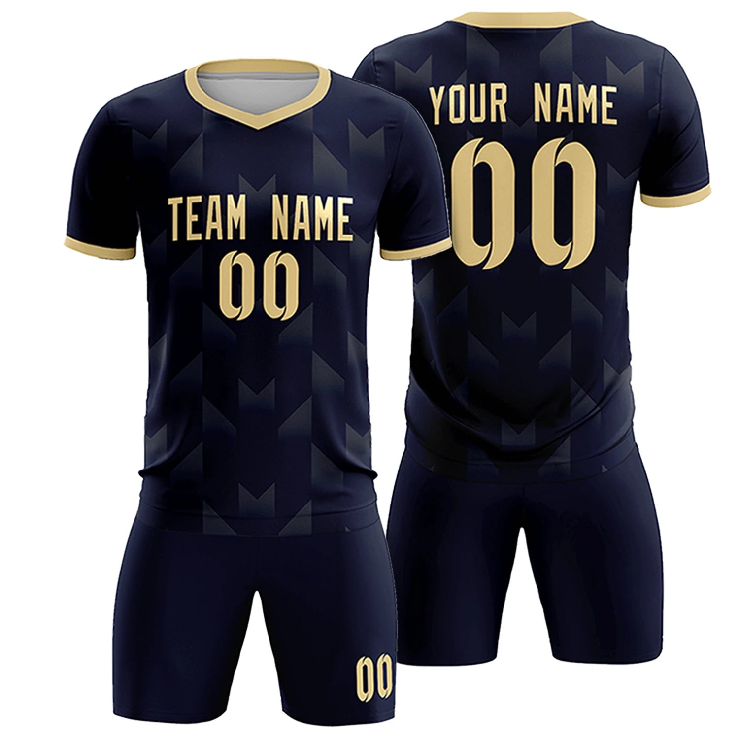 Custom Navy Khaki Men Uniform Soccer Sets Jersey