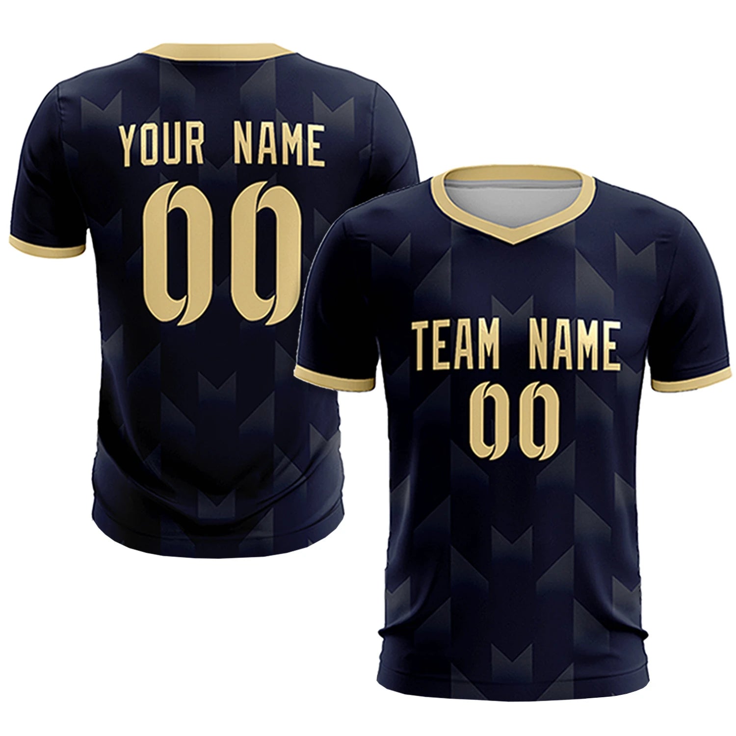 Custom Navy Khaki Men Uniform Soccer Sets Jersey