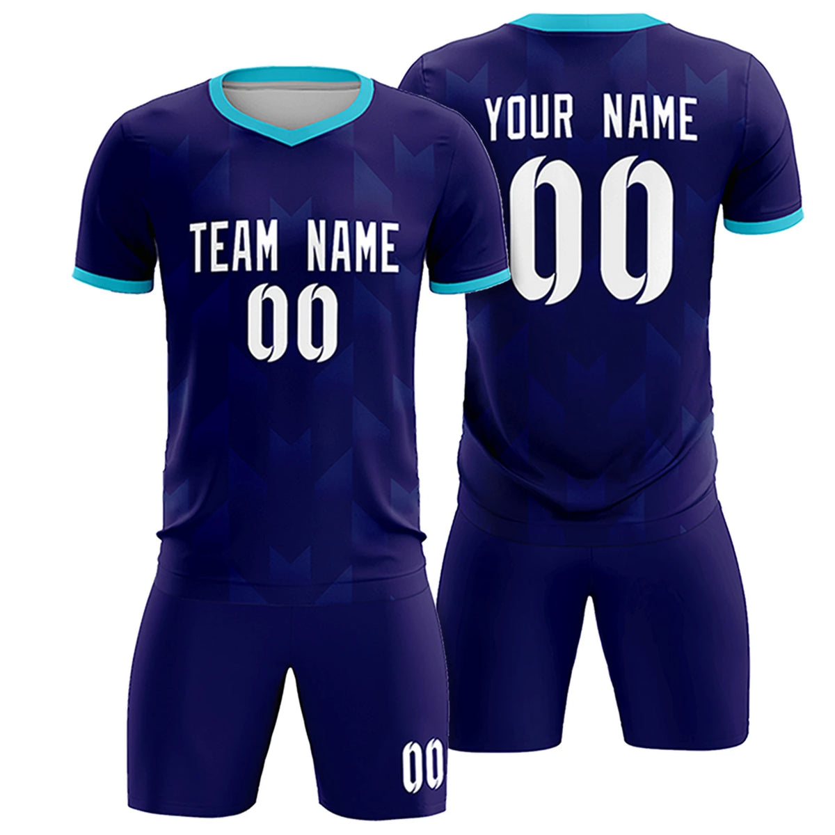 Custom Purple Sky Blue Men Uniform Soccer Sets Jersey