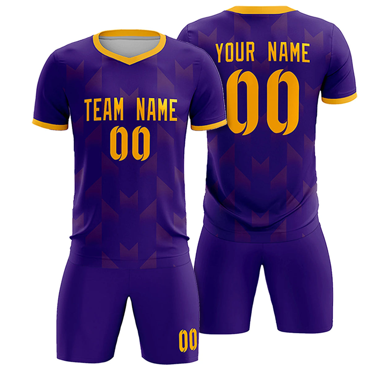 Custom Purple Yellow Men Uniform Soccer Sets Jersey