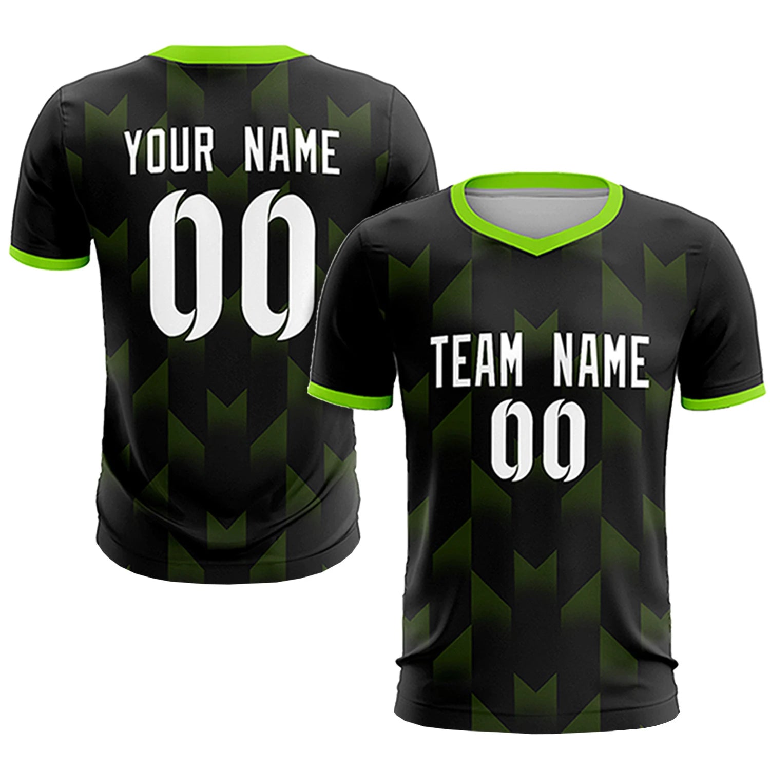 Custom Black Neon Green Men Uniform Soccer Sets Jersey