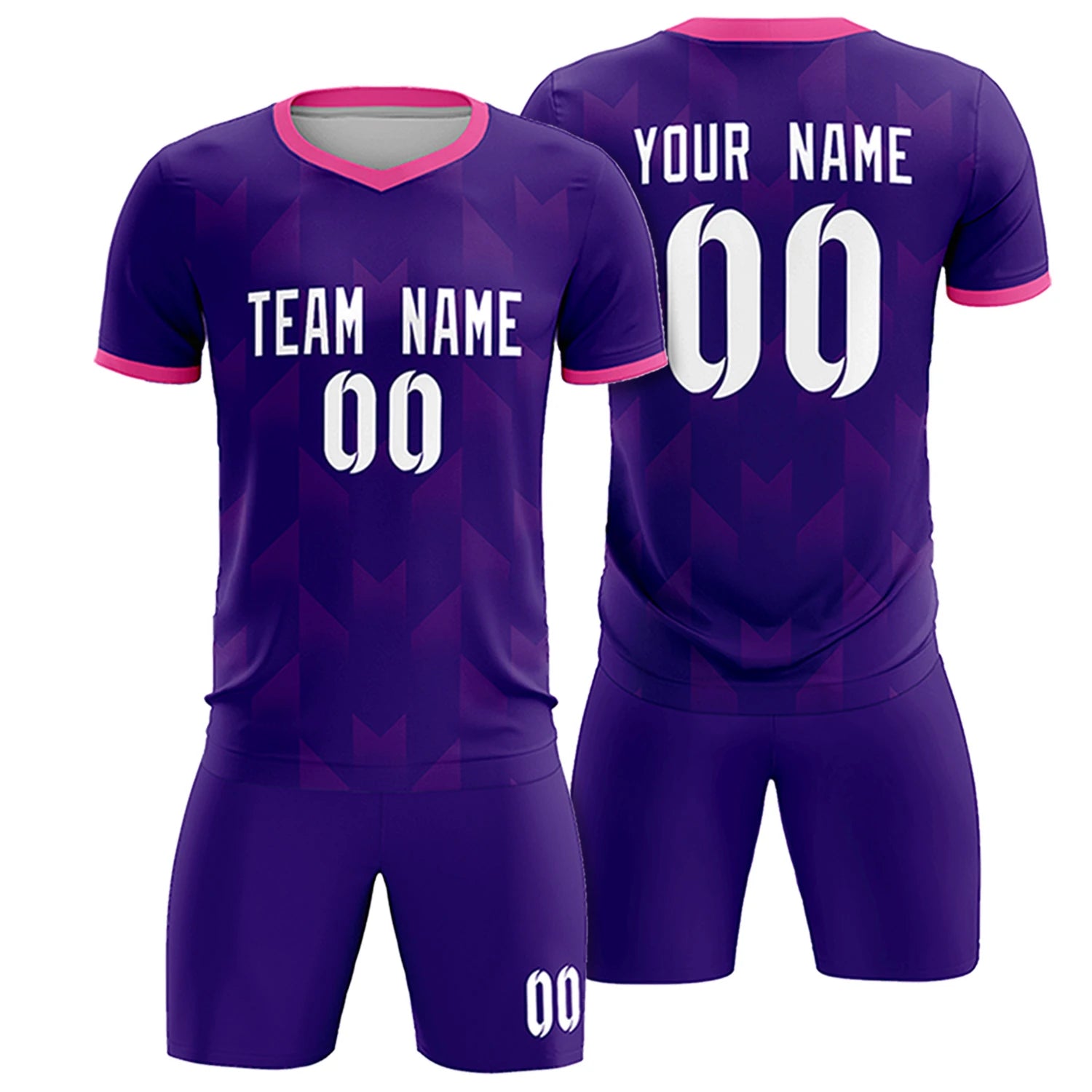 Custom Purple Pink Men Uniform Soccer Sets Jersey