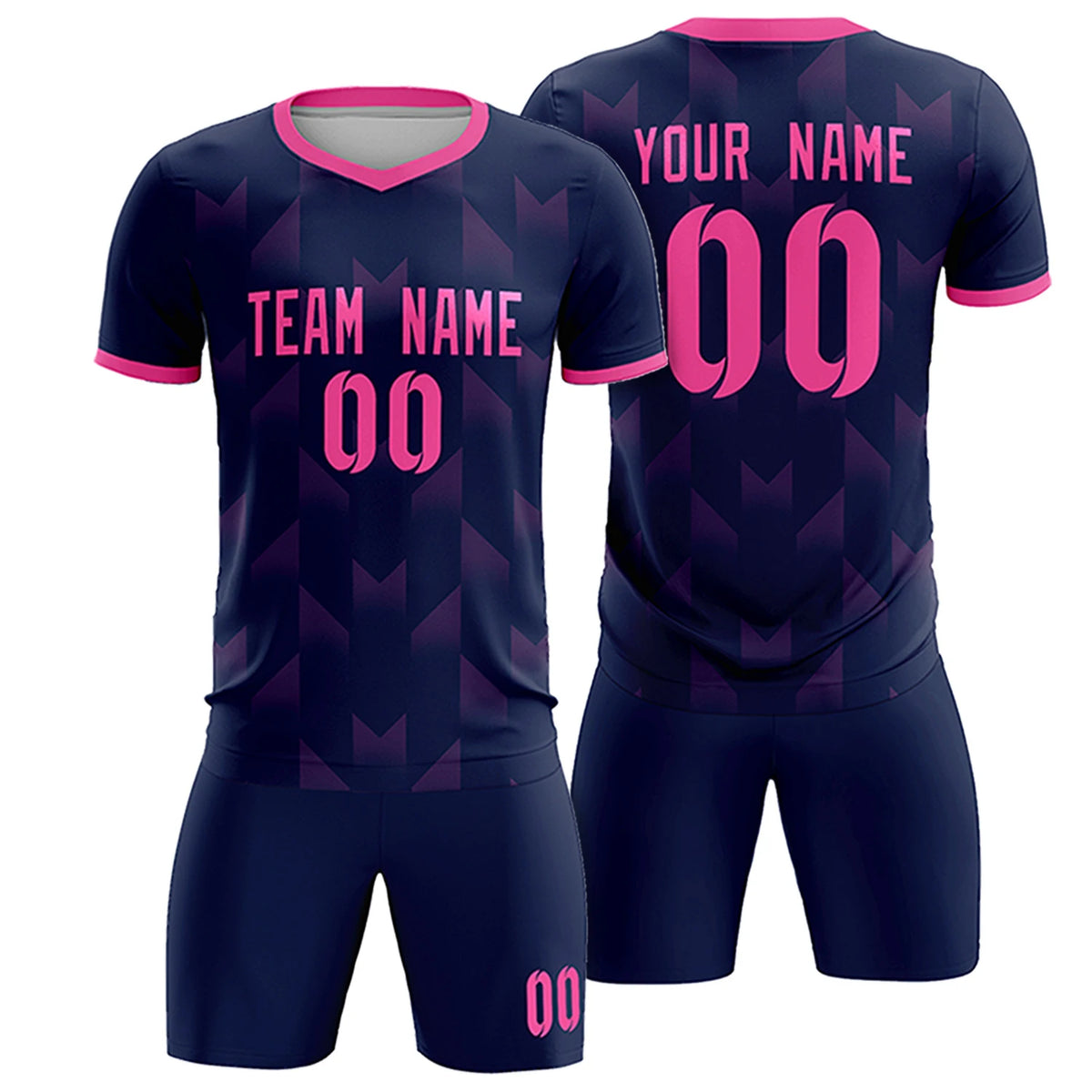 Custom Navy Pink Men Uniform Soccer Sets Jersey