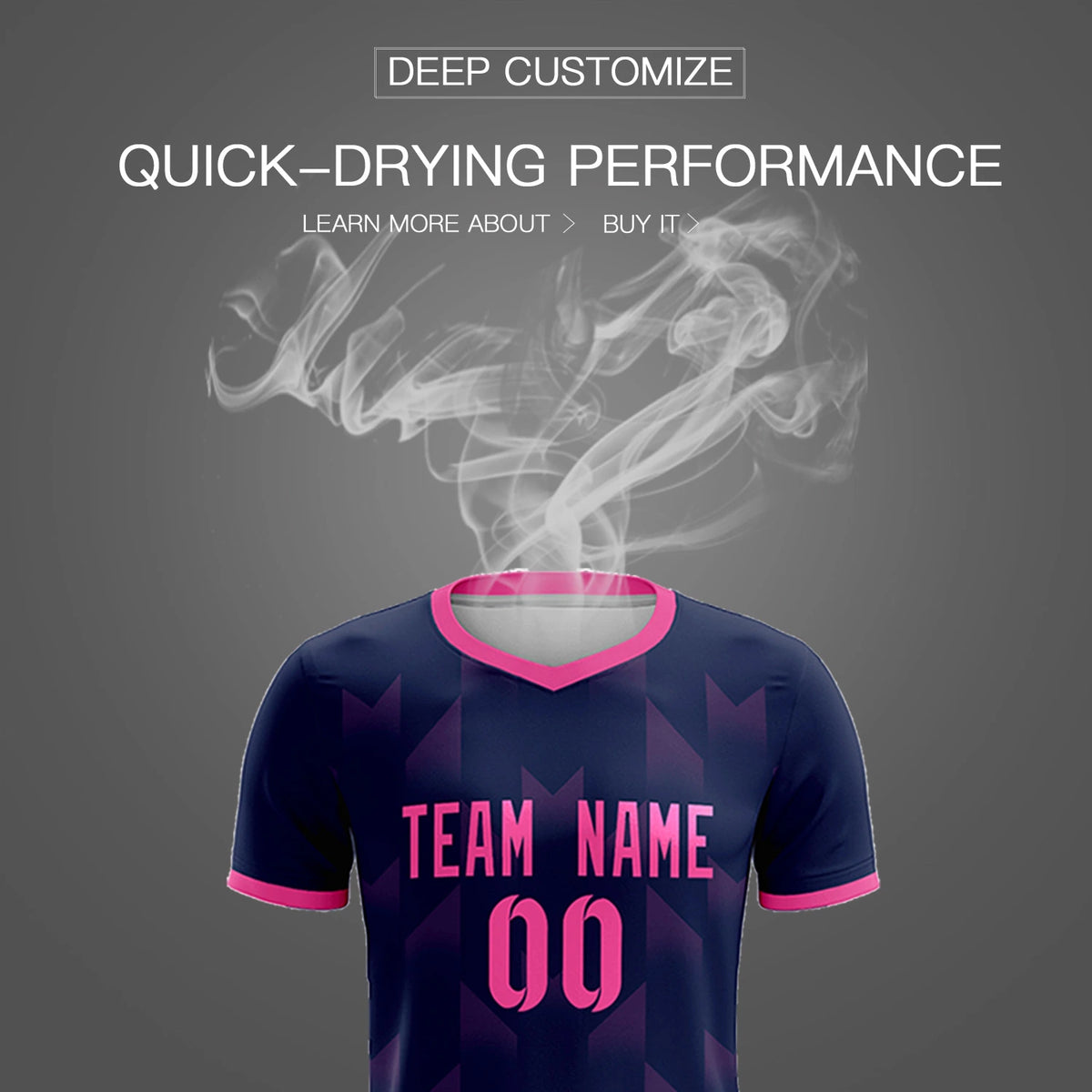 Custom Navy Pink Men Uniform Soccer Sets Jersey