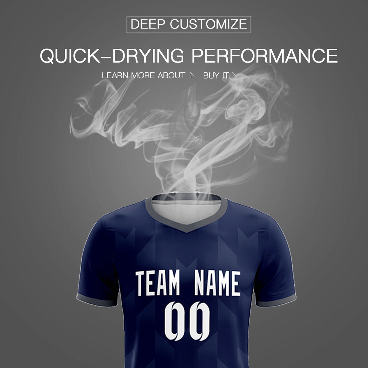 Custom Navy Gray Men Uniform Soccer Sets Jersey