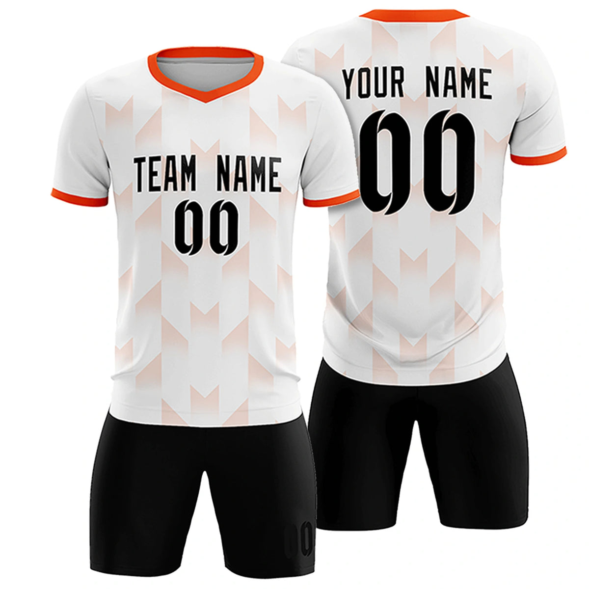 Custom White Orange Men Uniform Soccer Sets Jersey