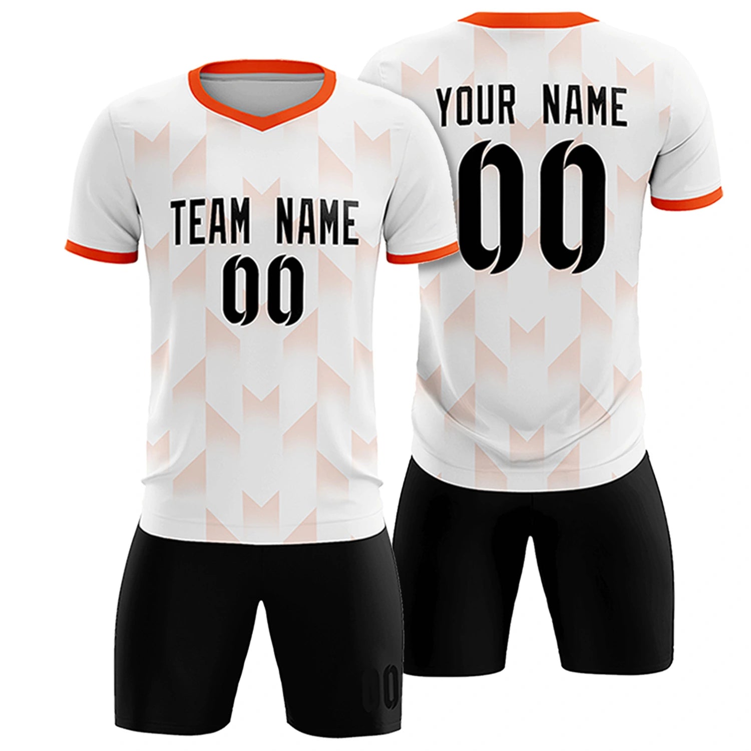 Custom White Orange Men Uniform Soccer Sets Jersey