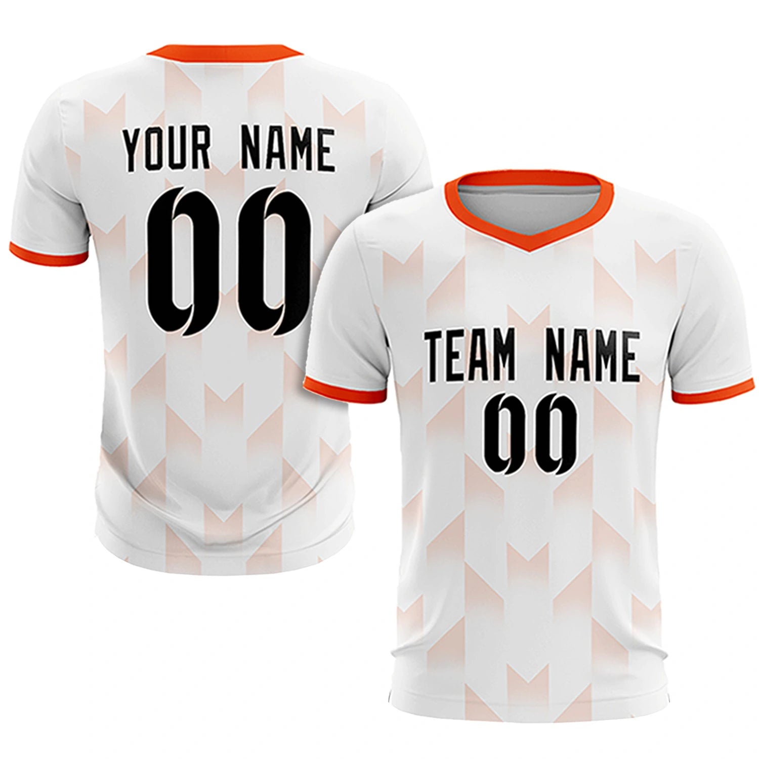 Custom White Orange Men Uniform Soccer Sets Jersey