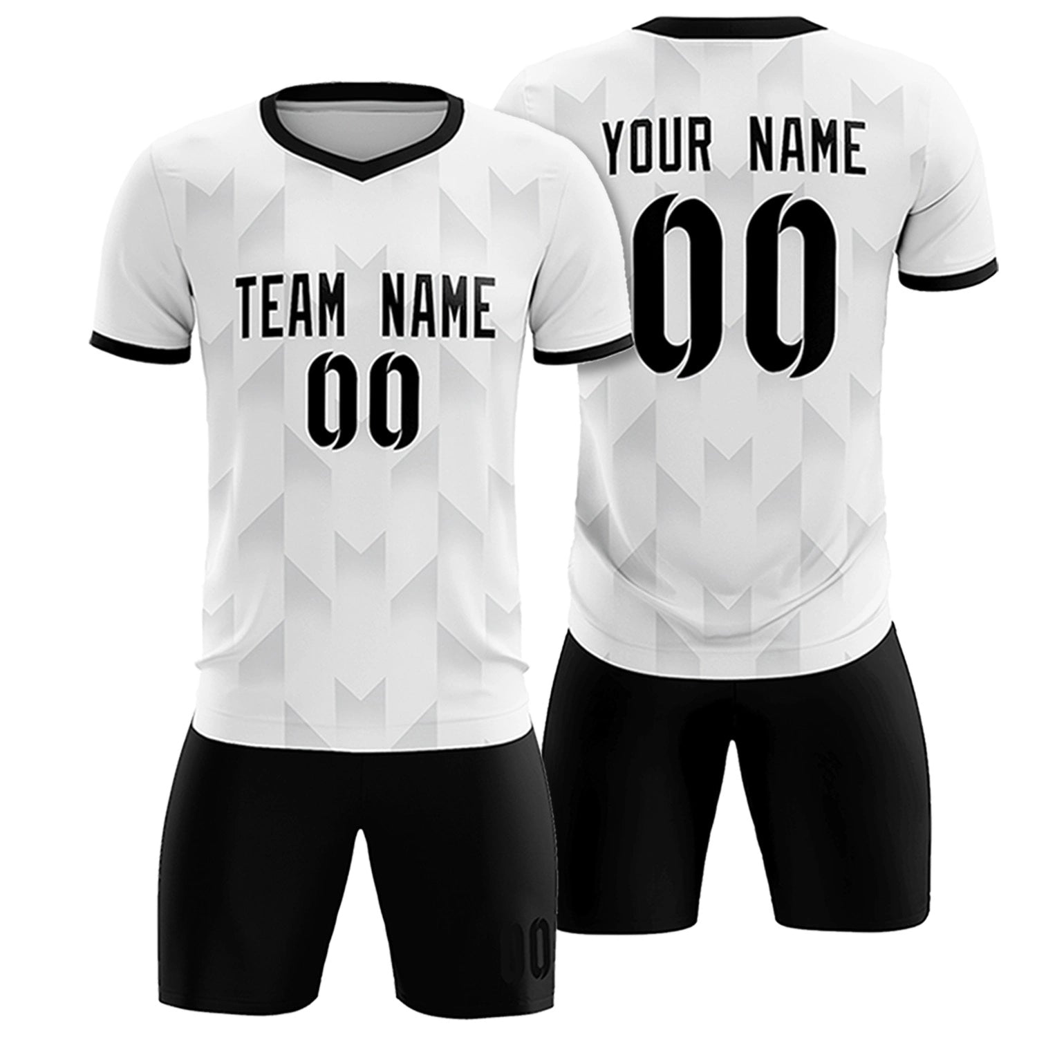Custom White Gray Men Uniform Soccer Sets Jersey
