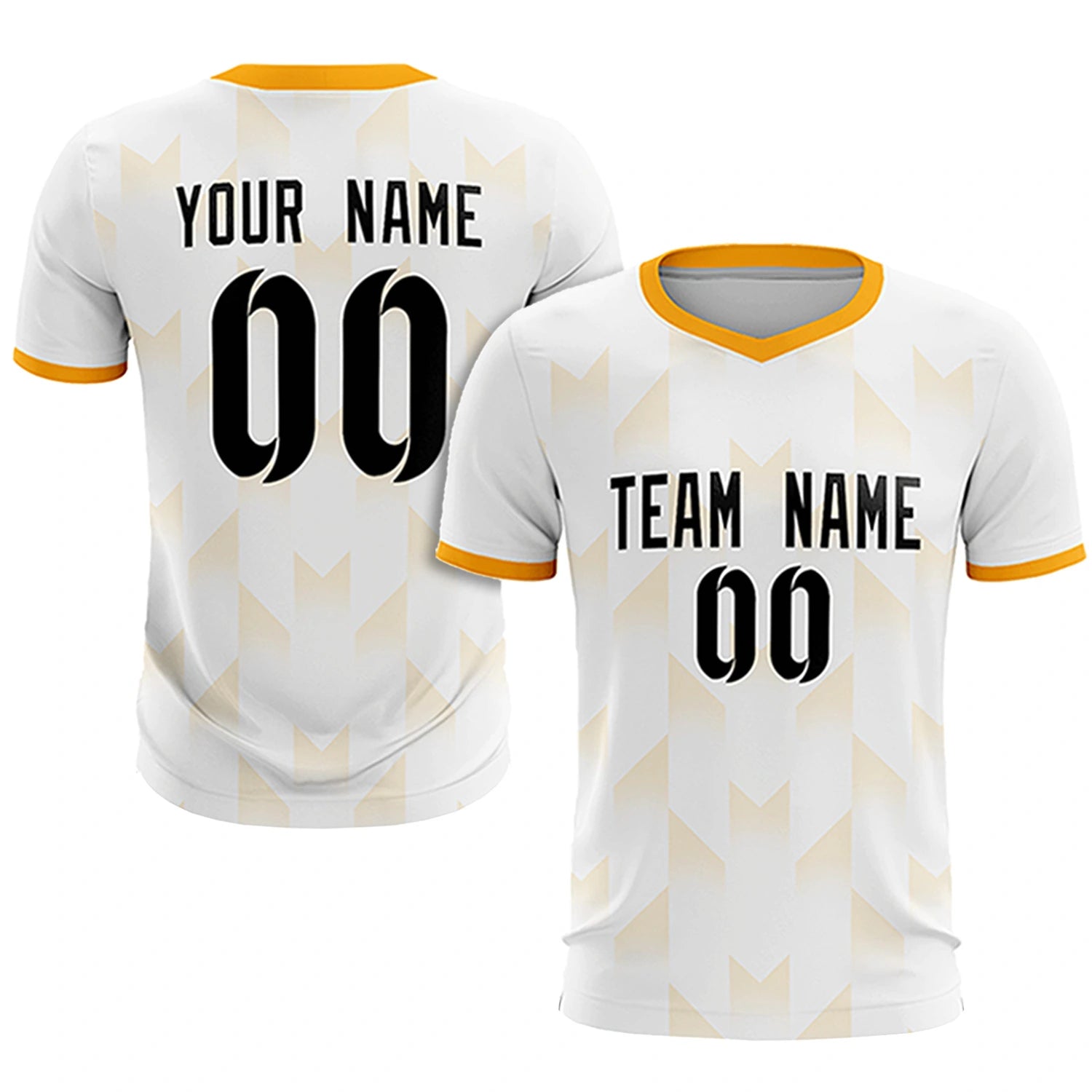 Custom White Yellow Men Uniform Soccer Sets Jersey