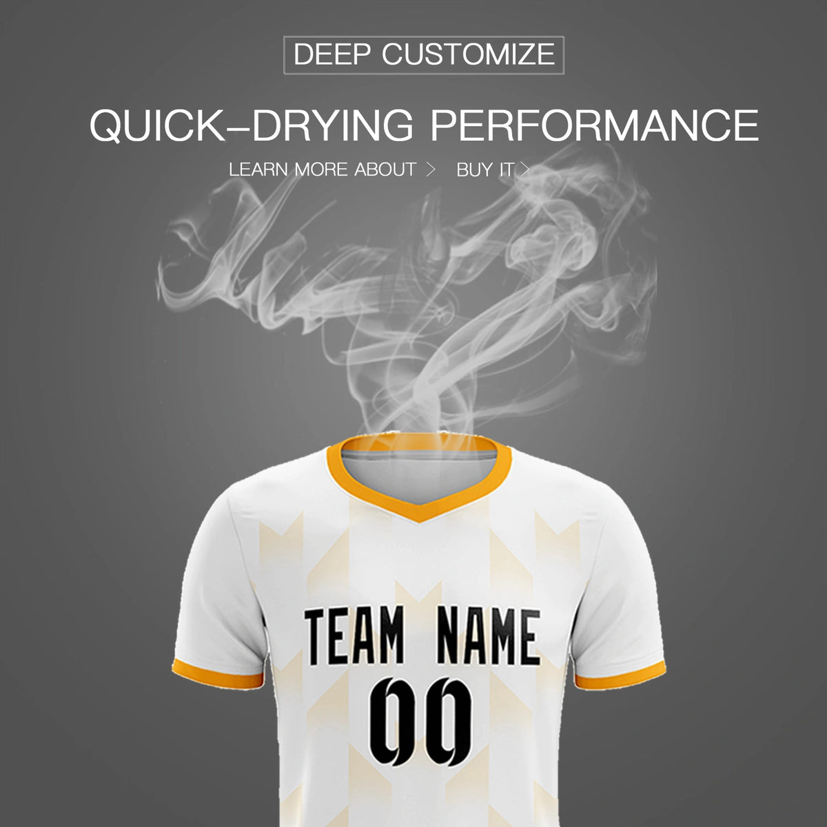 Custom White Yellow Men Uniform Soccer Sets Jersey