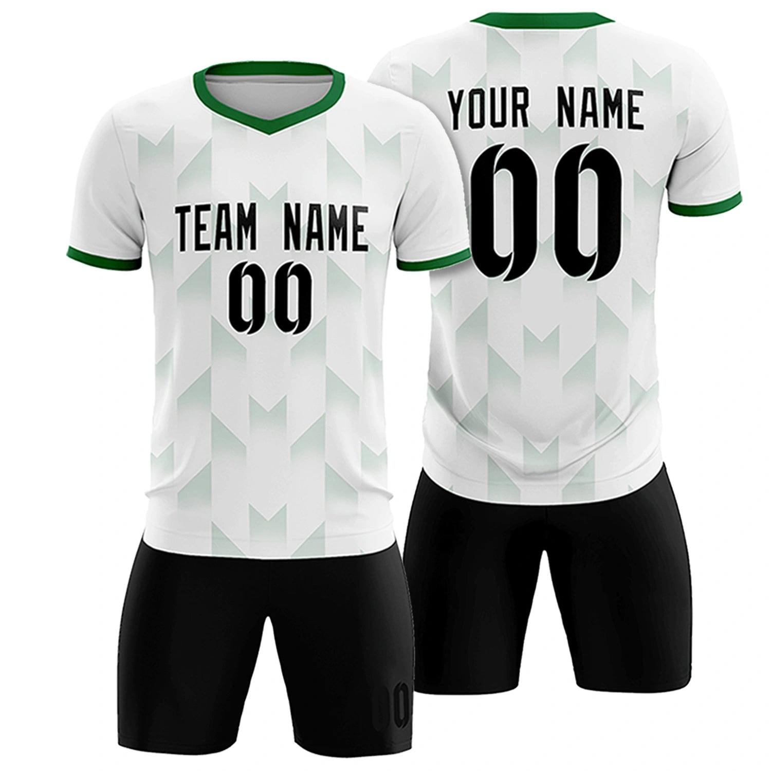 Custom White Kelly Green Men Uniform Soccer Sets Jersey
