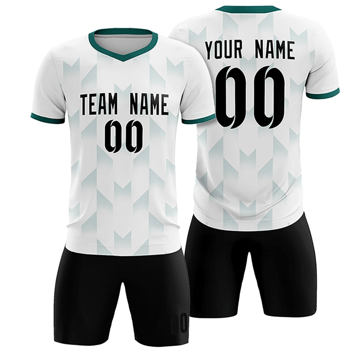 Custom White Aqua Men Uniform Soccer Sets Jersey
