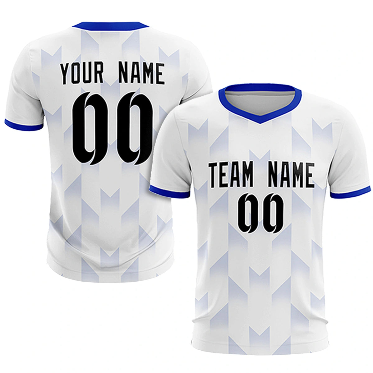 Custom White Royal Blue Men Uniform Soccer Sets Jersey