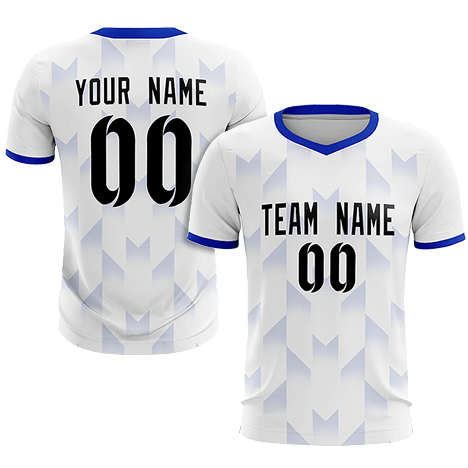 Custom White Royal Blue Men Uniform Soccer Sets Jersey