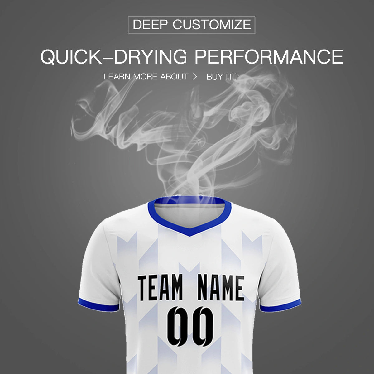 Custom White Royal Blue Men Uniform Soccer Sets Jersey