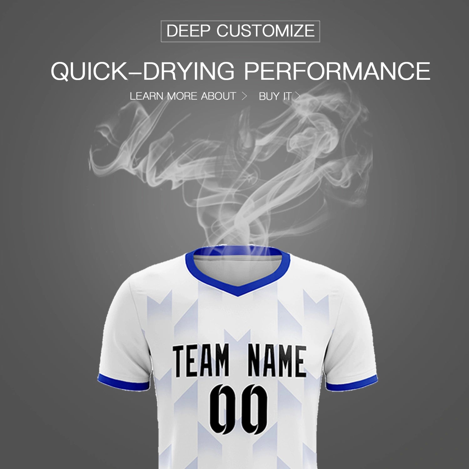 Custom White Royal Blue Men Uniform Soccer Sets Jersey
