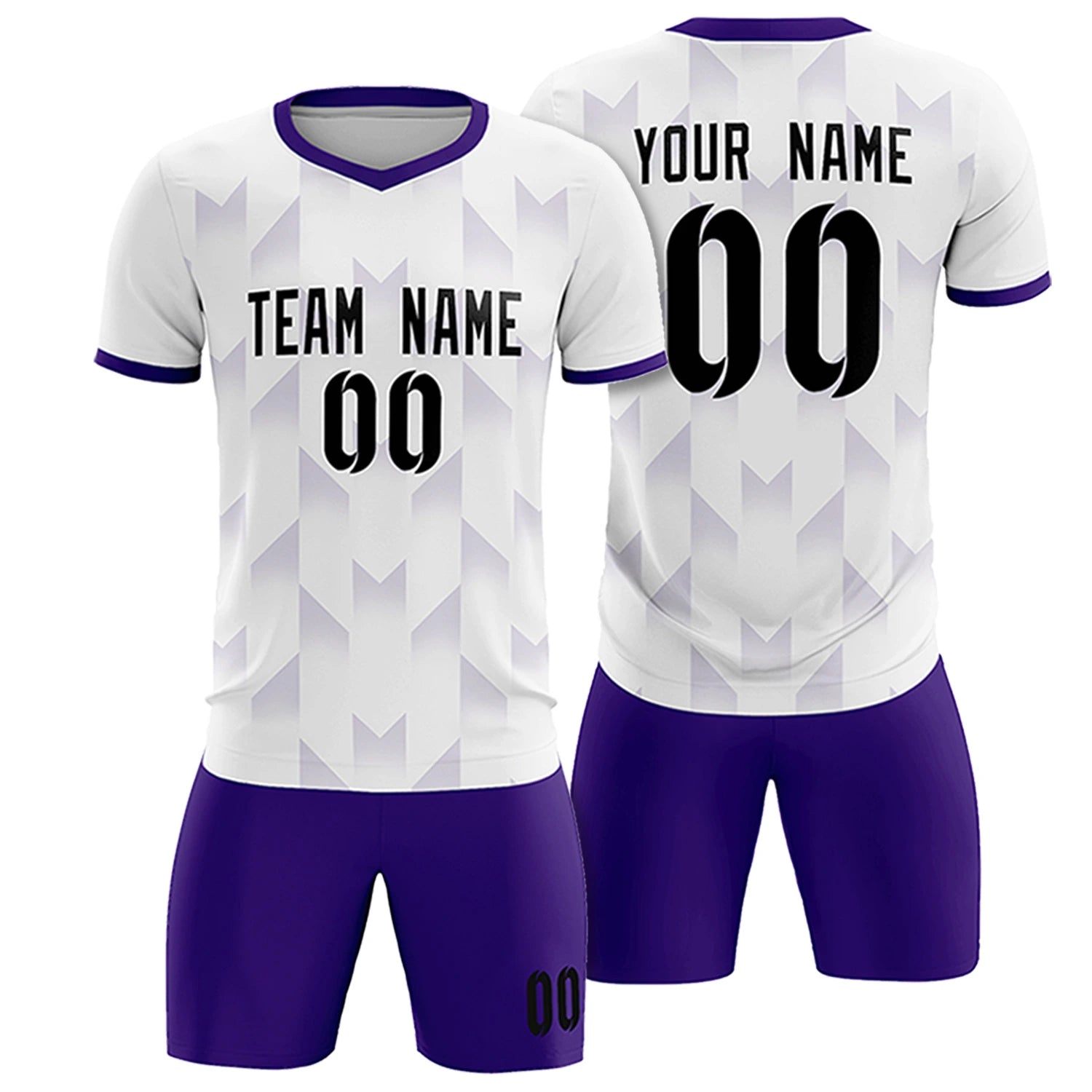 Custom White Purple Men Uniform Soccer Sets Jersey