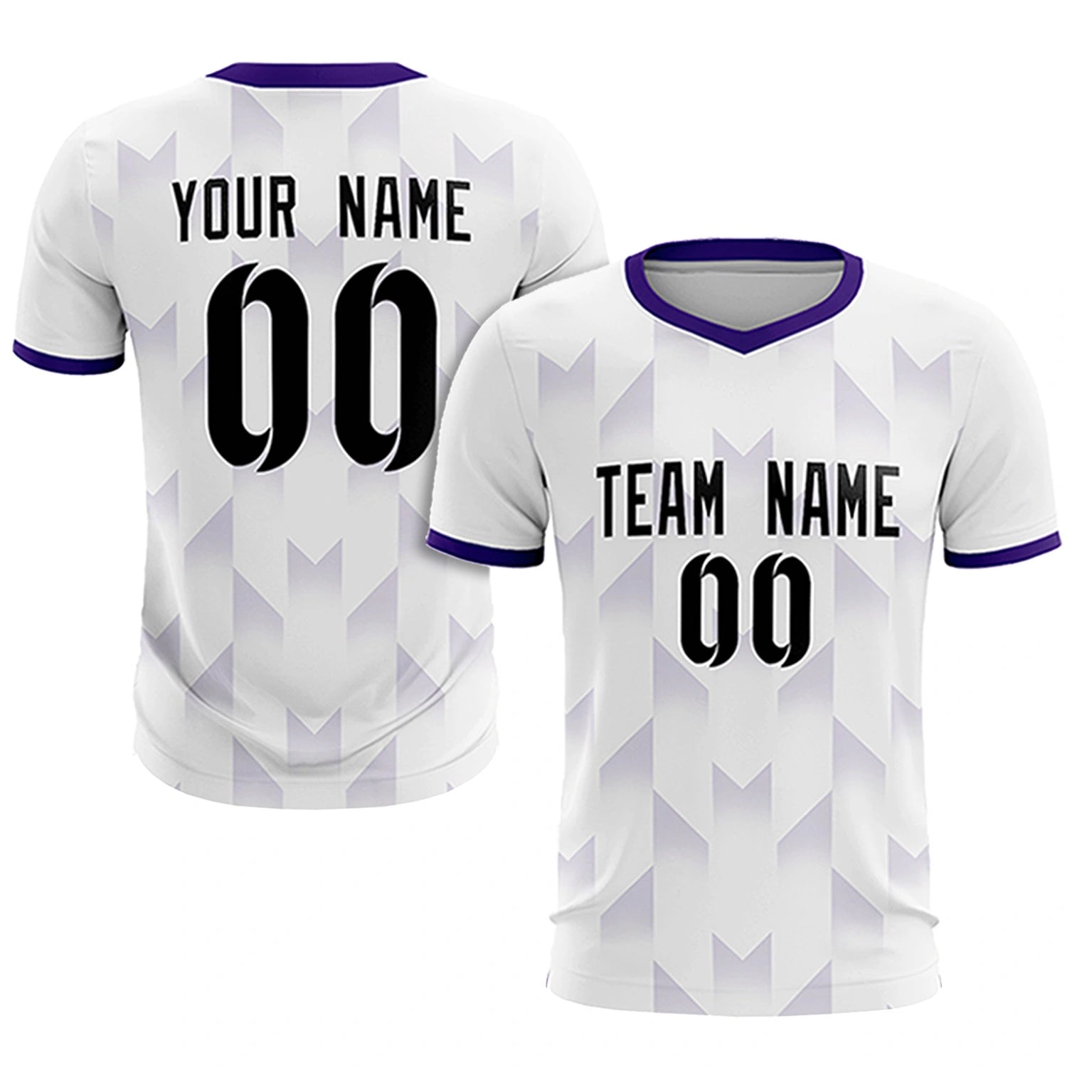 Custom White Purple Men Uniform Soccer Sets Jersey
